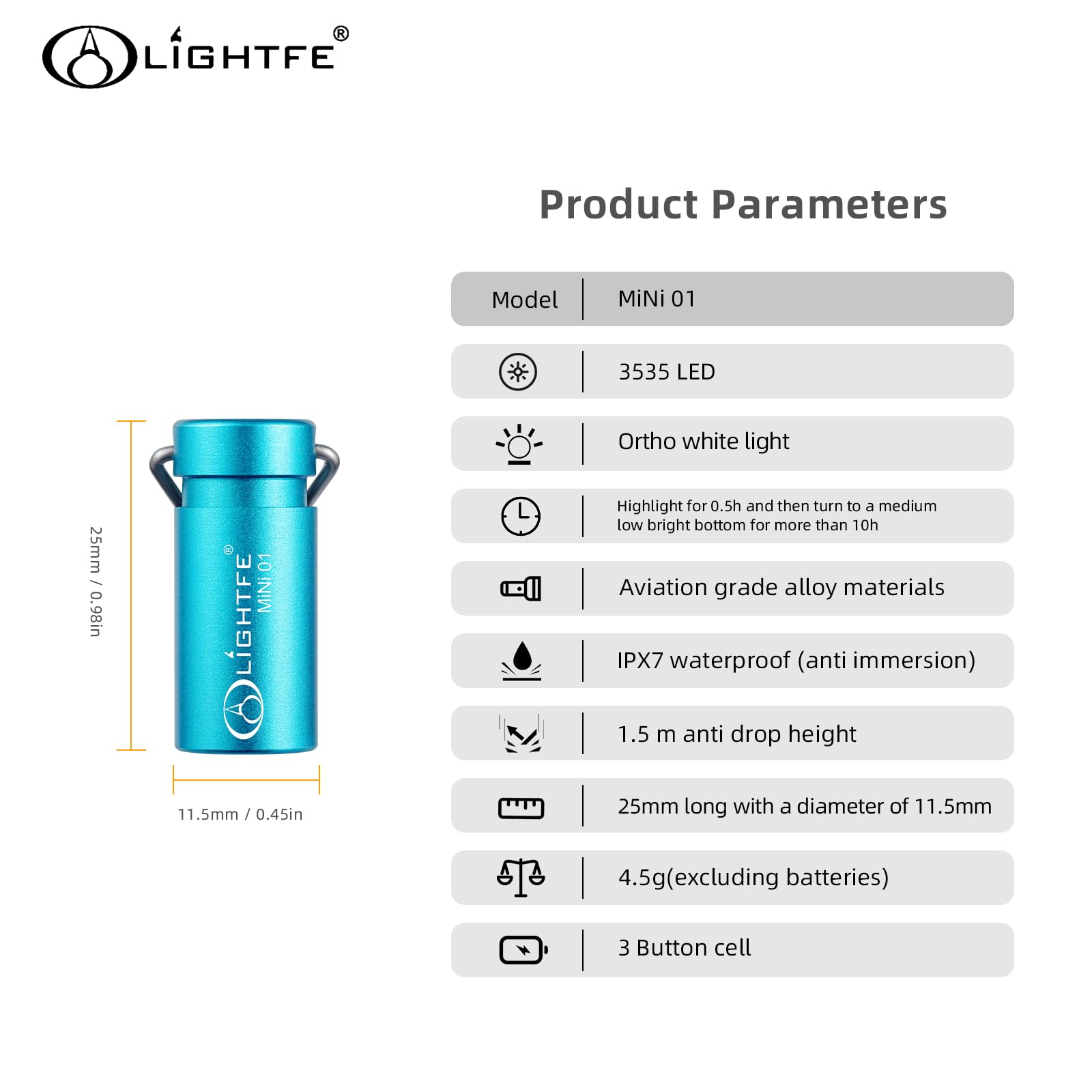 Lightfe Mini01 Keychain Flashlight Mini Keychain Light Is Light, Small, And Bright (Mini01-Blue)