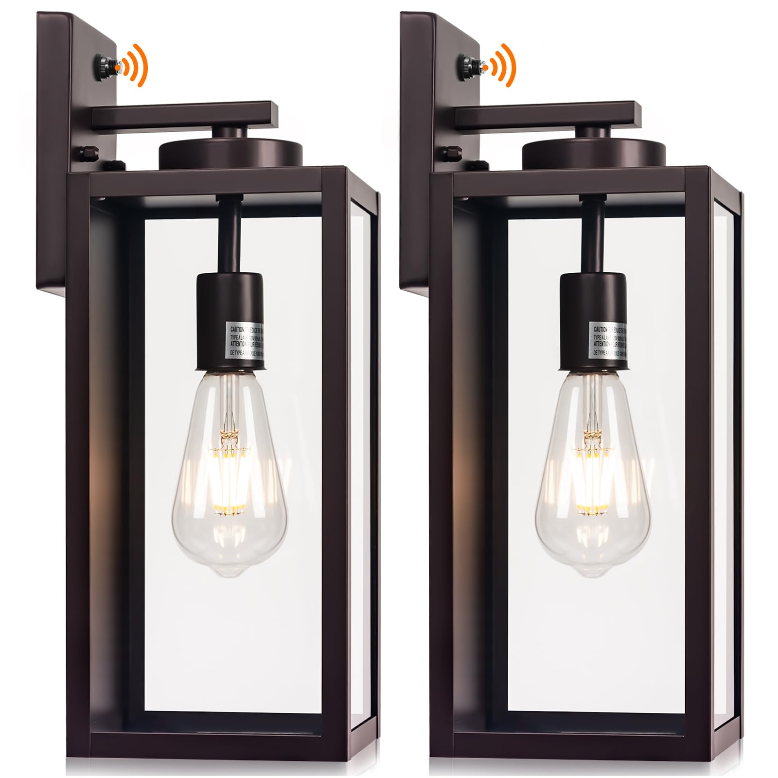 16-Inch Oil-Rubbed Bronze Dusk To Dawn Outdoor Wall Light Fixtures  Exterior Waterproof Wall Lanterns  Brown Porch Sconces Lighting  Modern Outside Lights For House Patio Front Door Entryway  2-Packs