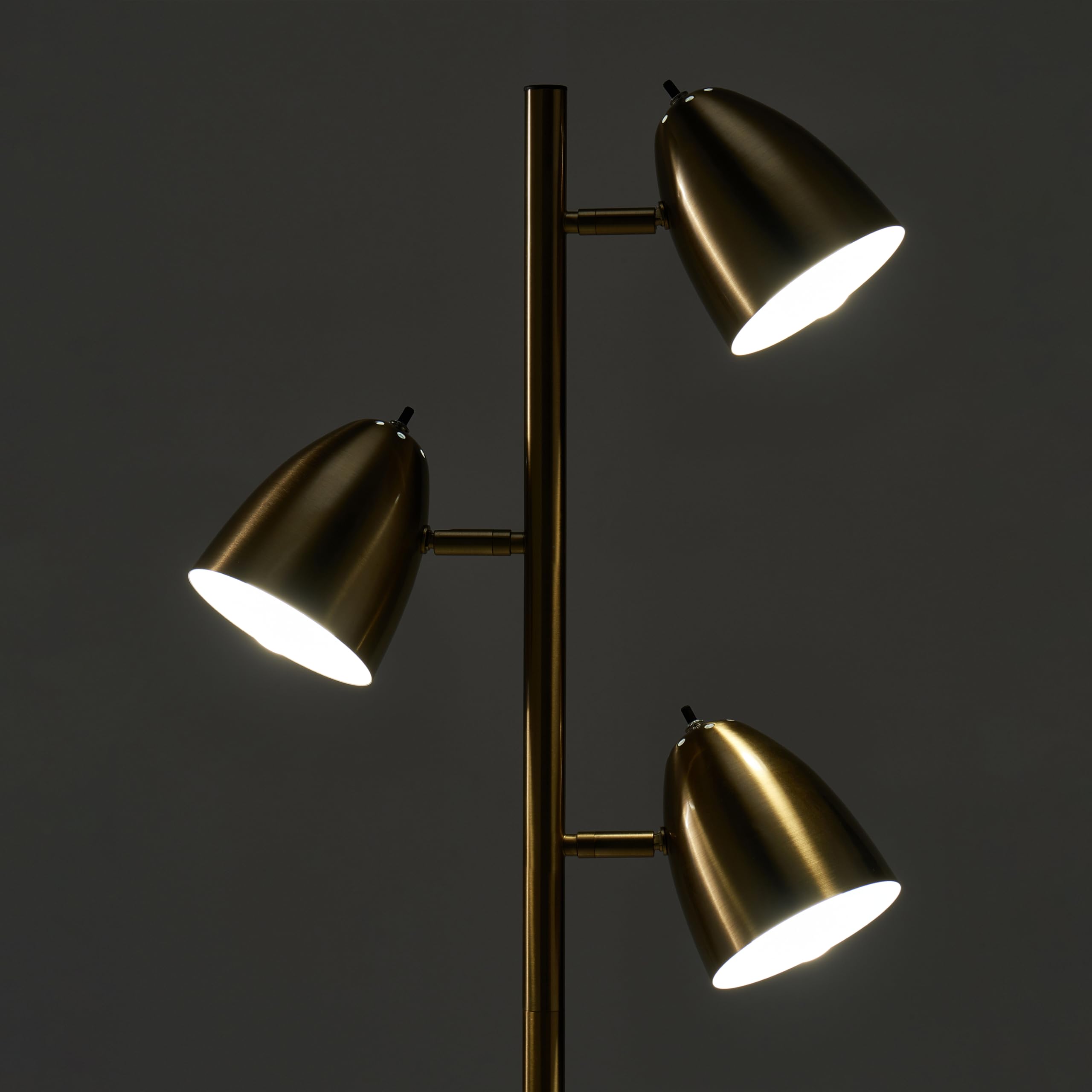 Brightech Jacob LED Floor Lamp, Adjustable 3-Light Tree, Antique Brass, Model BT-FL-JCB