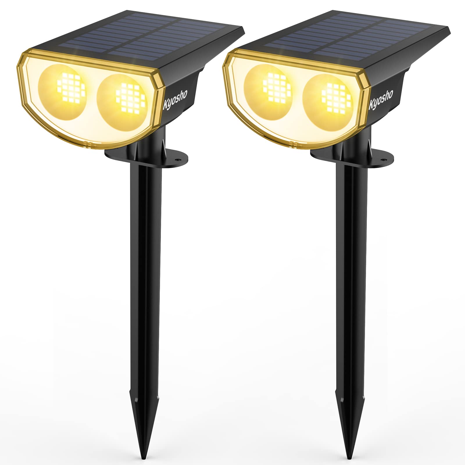 Kyosho Solar Spot Lights, 38 Leds, Ip67 Waterproof, 2 Pack - Warm White Garden Lighting