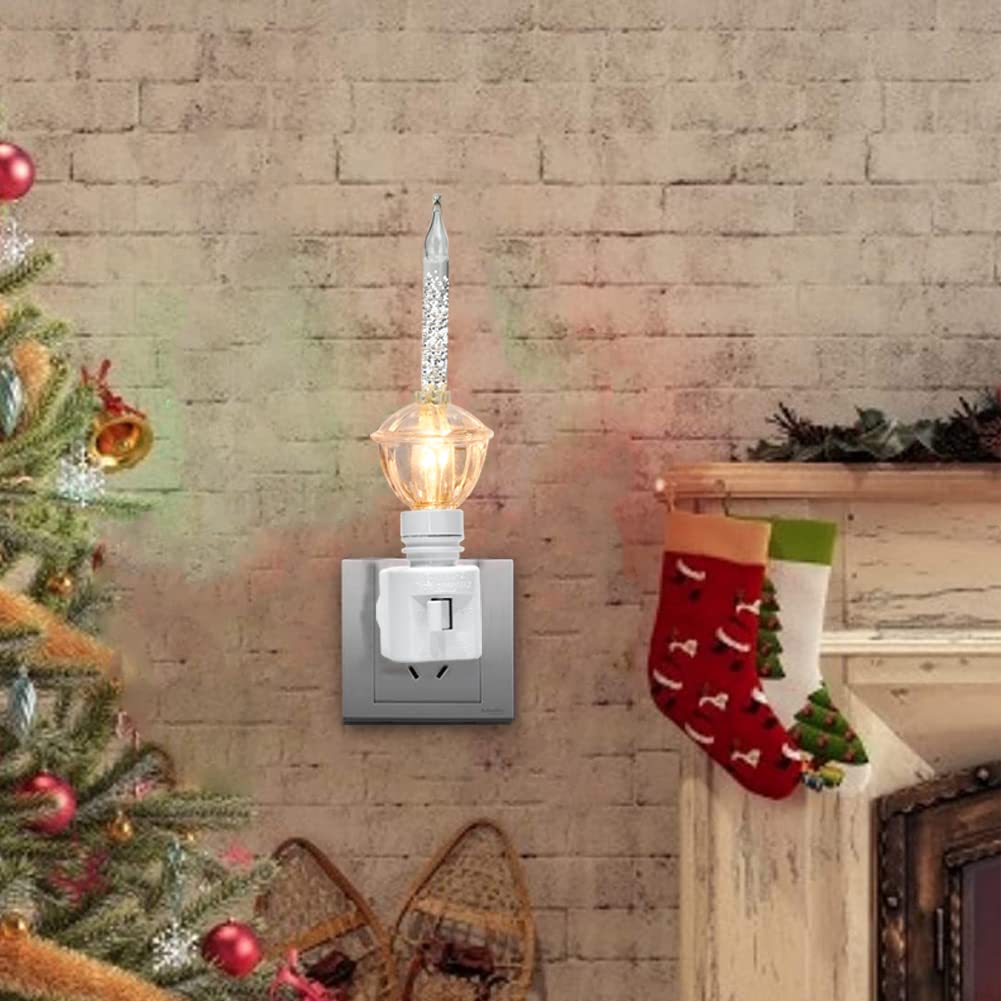 GOOTHY Christmas Silver Bubble Light Night Lights - 2 Vintage 5W Bulbs, E12 Base, Glitter Fluid, 1 Pack