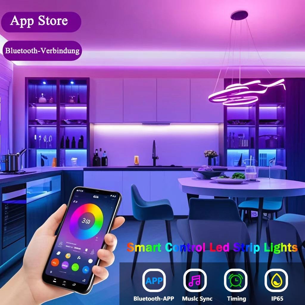Glpe Led Strip Lights, 16.4Ft Bluetooth Rgbw, Usb Powered, Waterproof, With Smart App & Remote Control For Home Decor