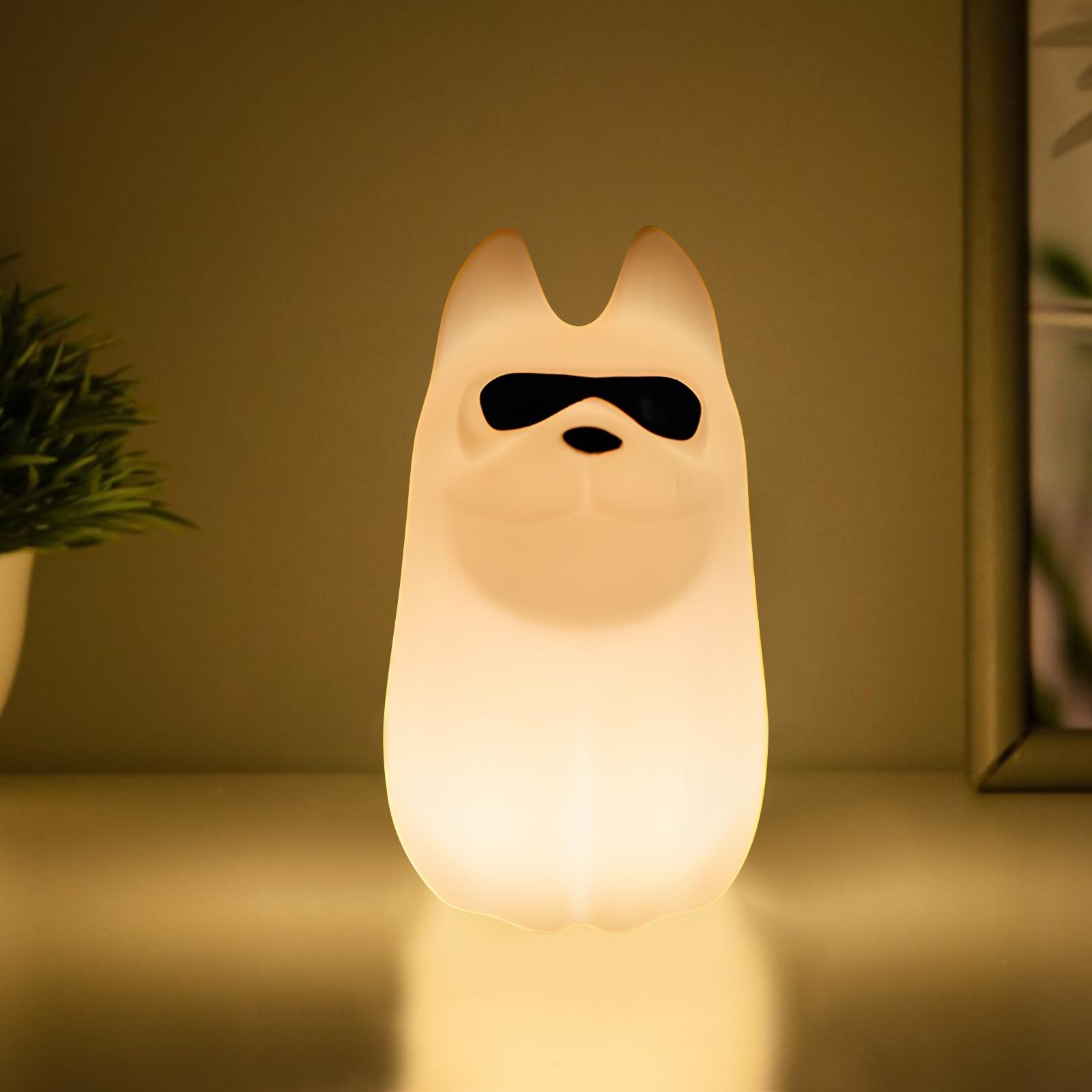 Hpydiy Cute Dog Night Light  7 Colors Want Want Nightlight  Led Bedside Lamp  Touch-Sensitive For Bedroom  Living Room Dorm Room Decor For Christmas Gift Baby Kids Girls Teens