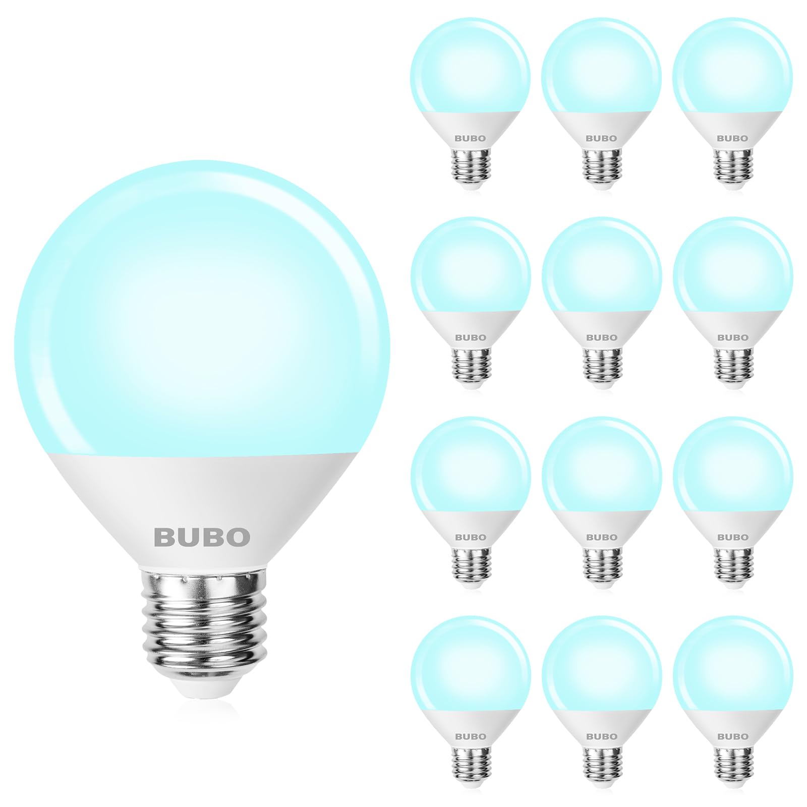 Bubo Vanity Light Bulbs 60 Watt Equivalent, Bathroom Light Bulb Daylight White 5000K, Round Globe Bulbs, G25 Led Bulbs 800 Lumen