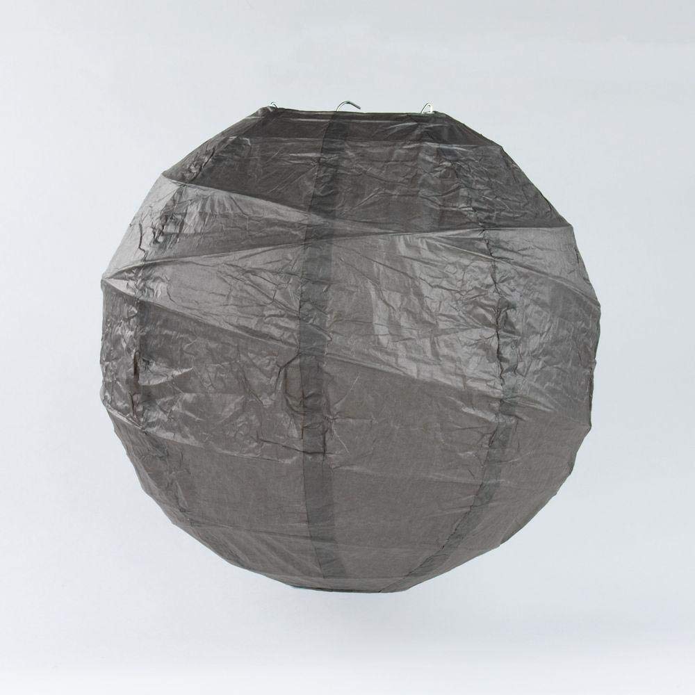 Paperlanternstore.Com 6 Inch Driftwood Grey Round Paper Lantern, Crisscross Ribbing, Hanging Decoration