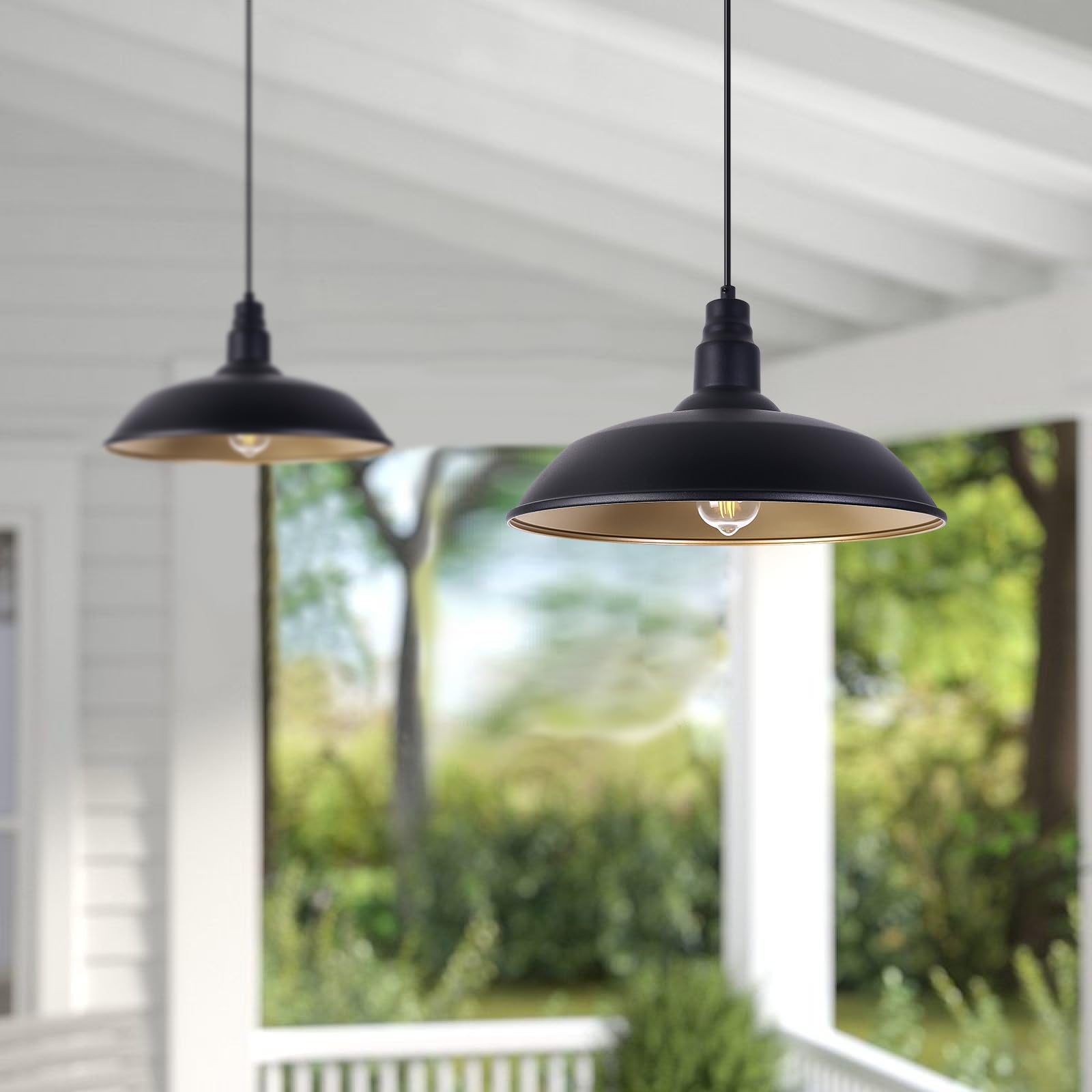 Goalplus Farmhouse Pendant Light With 16 Inch Dome For Outdoor And Indoor Use, Barn Style Hanging Light For Kitchen Dining Room,