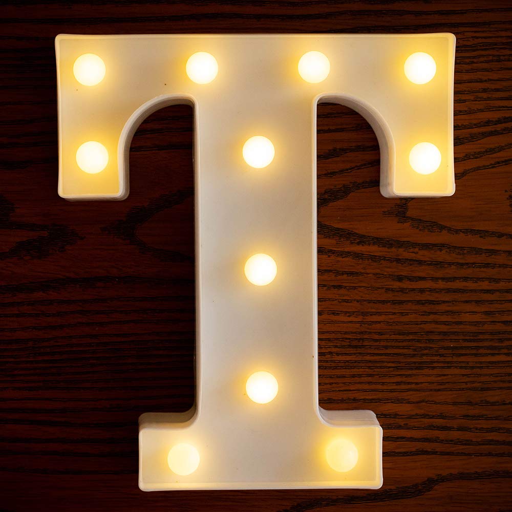 Yorulory LED Letter Lights Sign Letters Light Up Letters Sign for Night Light Wedding Birthday Party Battery Powered Christmas Lamp Home Bar (T)