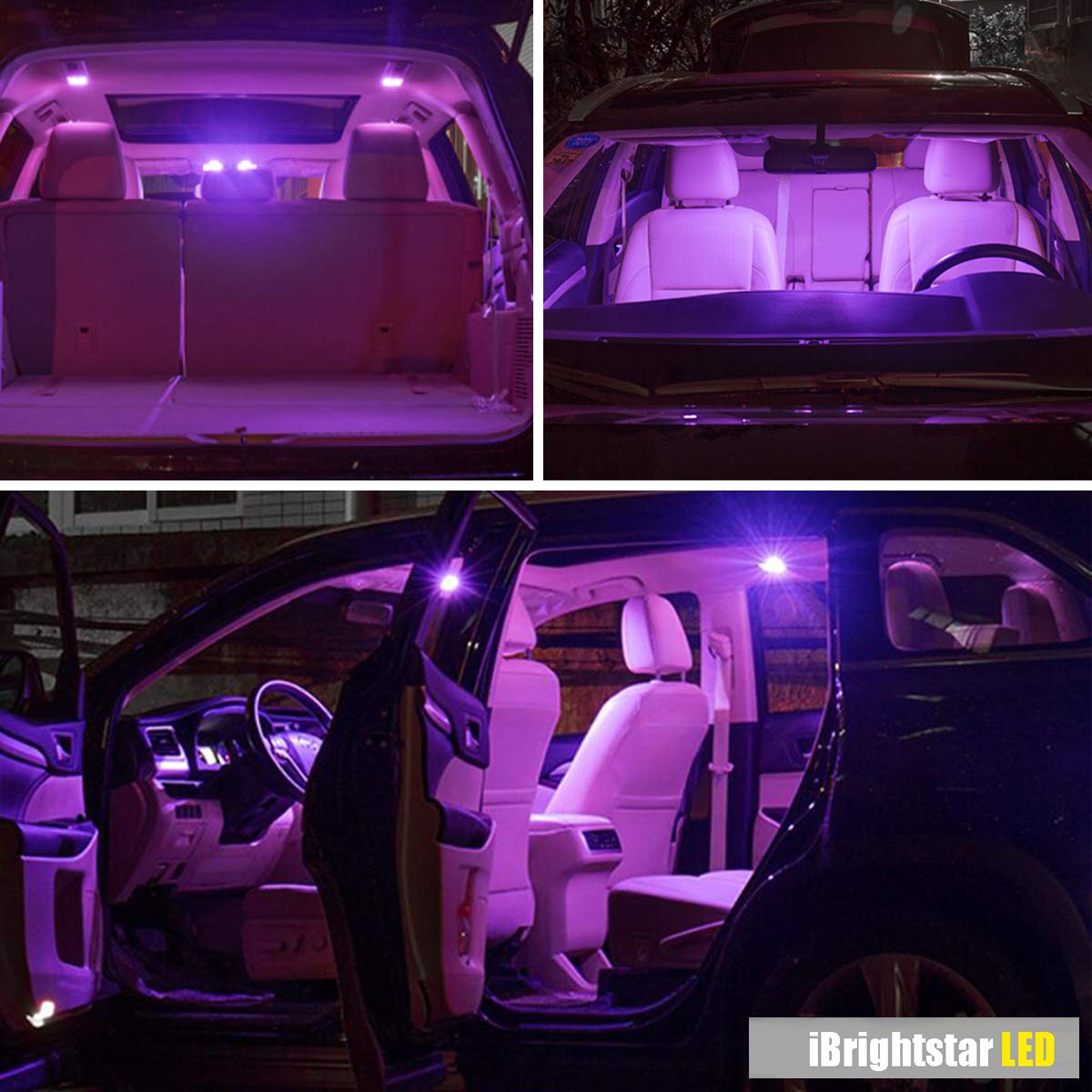 iBrightstar 211-2 212-2 578 Festoon LED Bulbs 41mm Purple for Interior Map Dome Lights and License Plate, Error Free
