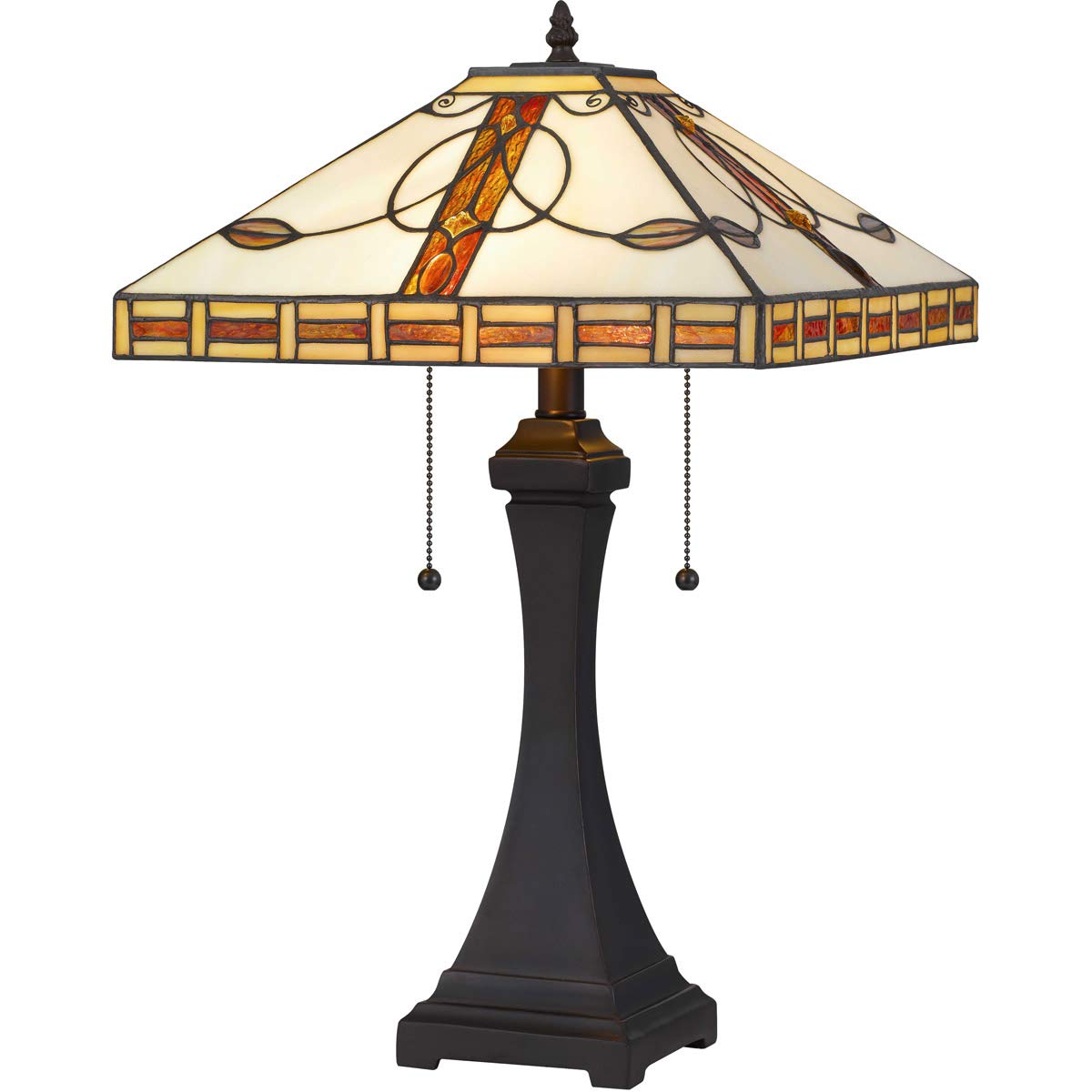 Cal Lighting BO-2903TB Tiffany/Mica Two Light Table Lamp from Tiffany Collection in Bronze / Dark Finish, 14.00 inches