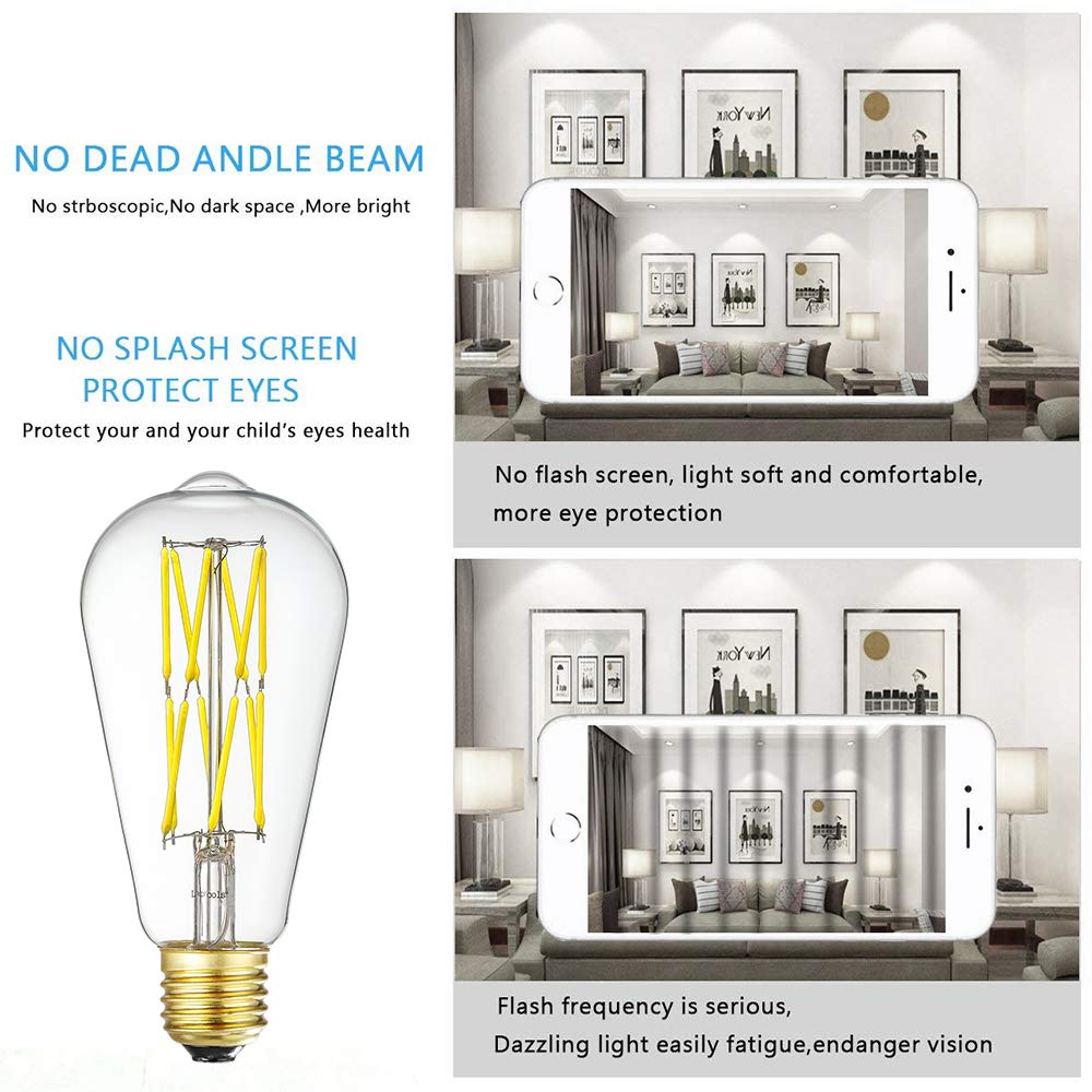 Leools Dimmable Edison Led Bulb 10W,Equivalent 100Watt, Antique Style St64 Led Filament Bulbs,Neutral White 4000K, 1200Lm, E26 B