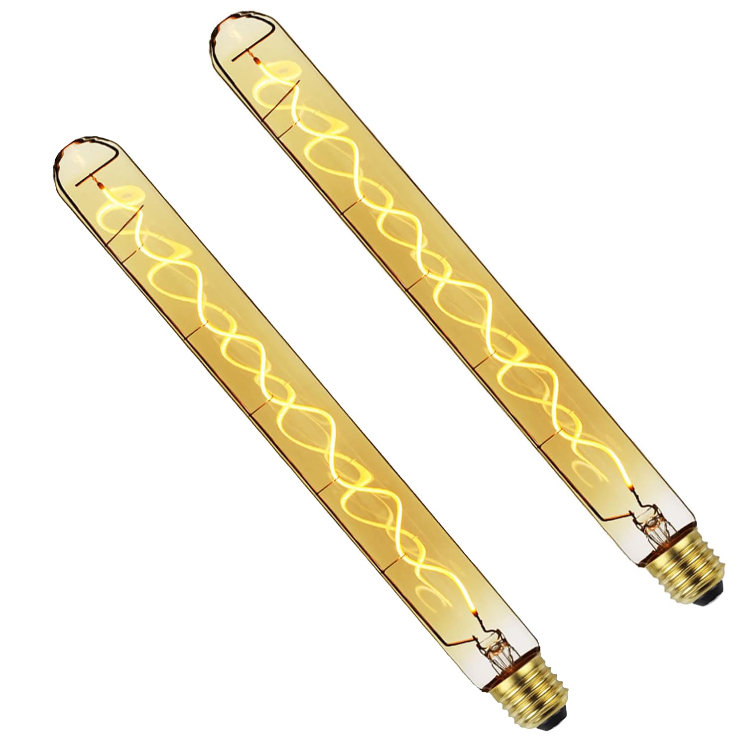 WOPARU Edison Bulb T10/T32 4W Dimmable LED Warm White Amber Gold 2pcs Glass