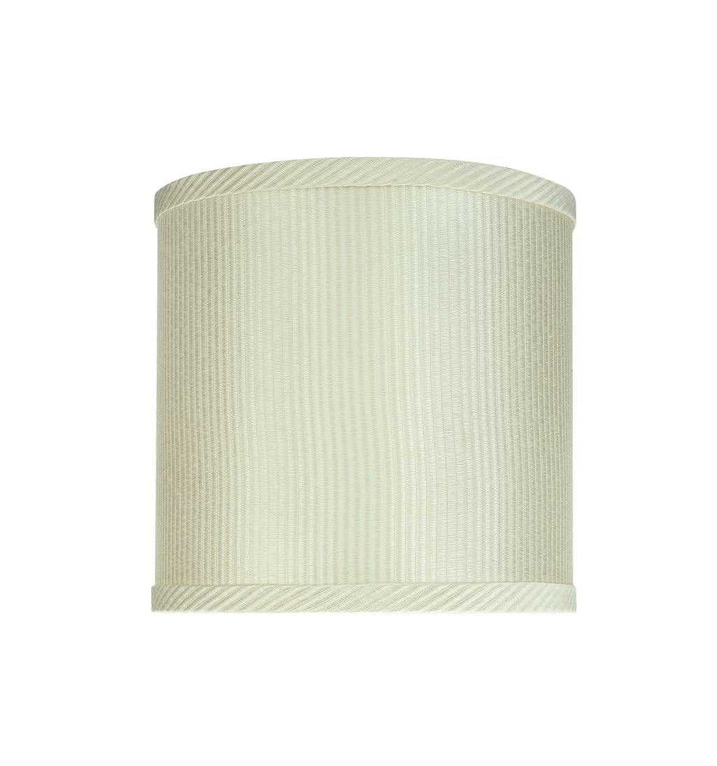 Aspen Creative Drum Lamp Shade, Off White Striped, 8in x 8in x 8in, Model 31059A, Polyester-Cotton Fabric