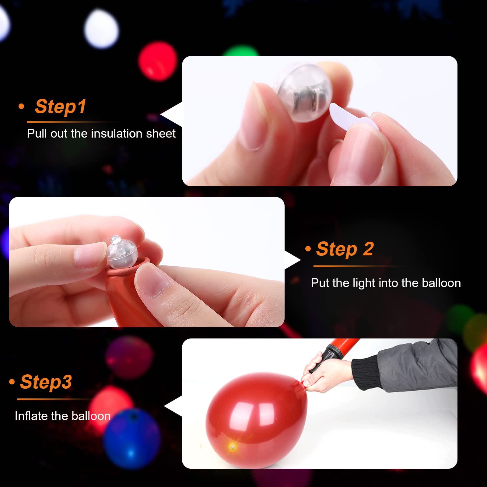 Aogist 50 Pcs Led Balloon Lights - Mixed Colors Mini Round Lamps For Party & Wedding Decor