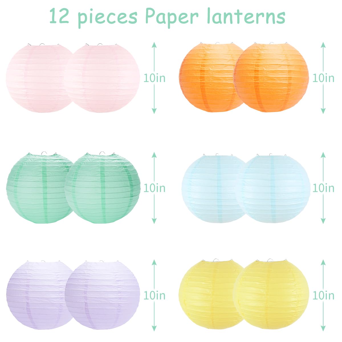 Yunxuan Paper Lanterns Pastel Round Hanging Chinese Lanterns For Birthday Baby Shower Rainbow Easter Party Decorations Pack Of 1