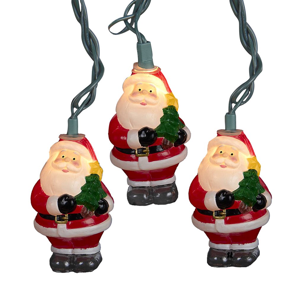 Kurt S. Adler 10-Light Santa with Tree Light Set, 3-Inch, Red, UL4291, Lead Material