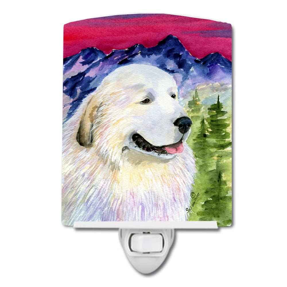 Caroline'S Treasures Ss8473Cnl Great Pyrenees Ceramic Night Light Compact, Ul-Certified, Ideal For Bedroom, Bathroom, Nursery, Hallway, Kitchen, 6X4X3, Multicolor