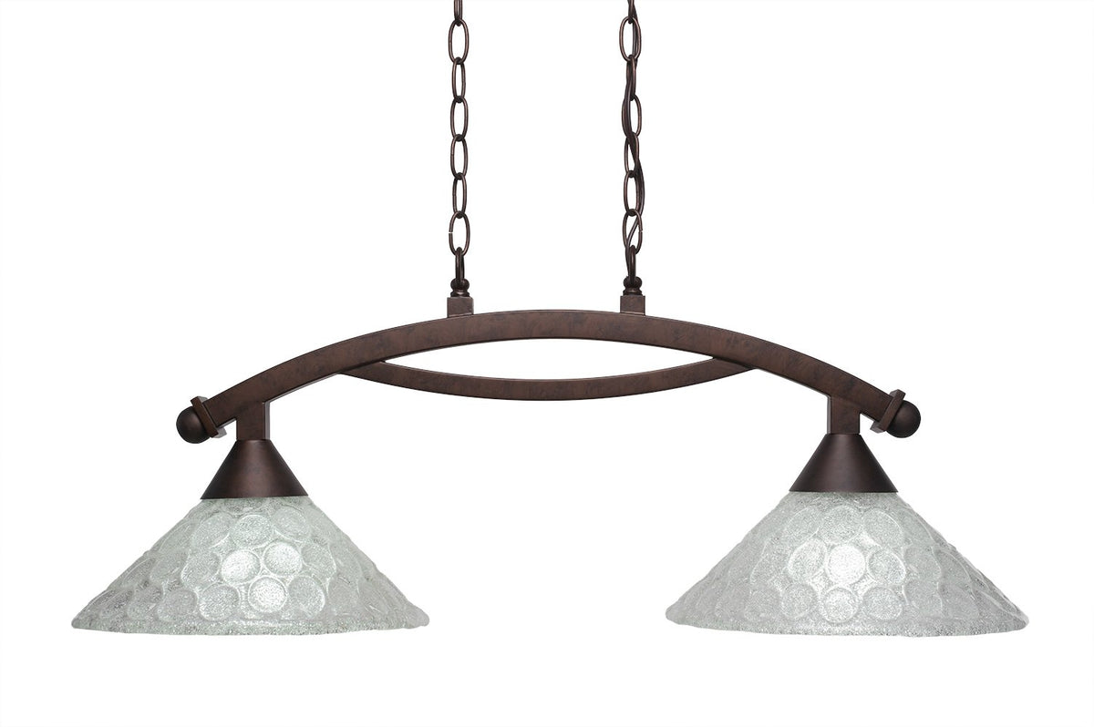 Toltec Lighting 872-BRZ-441 Bow 2 Light Island Light with 12&quot; Italian Bubble Glass, Bronze Finish