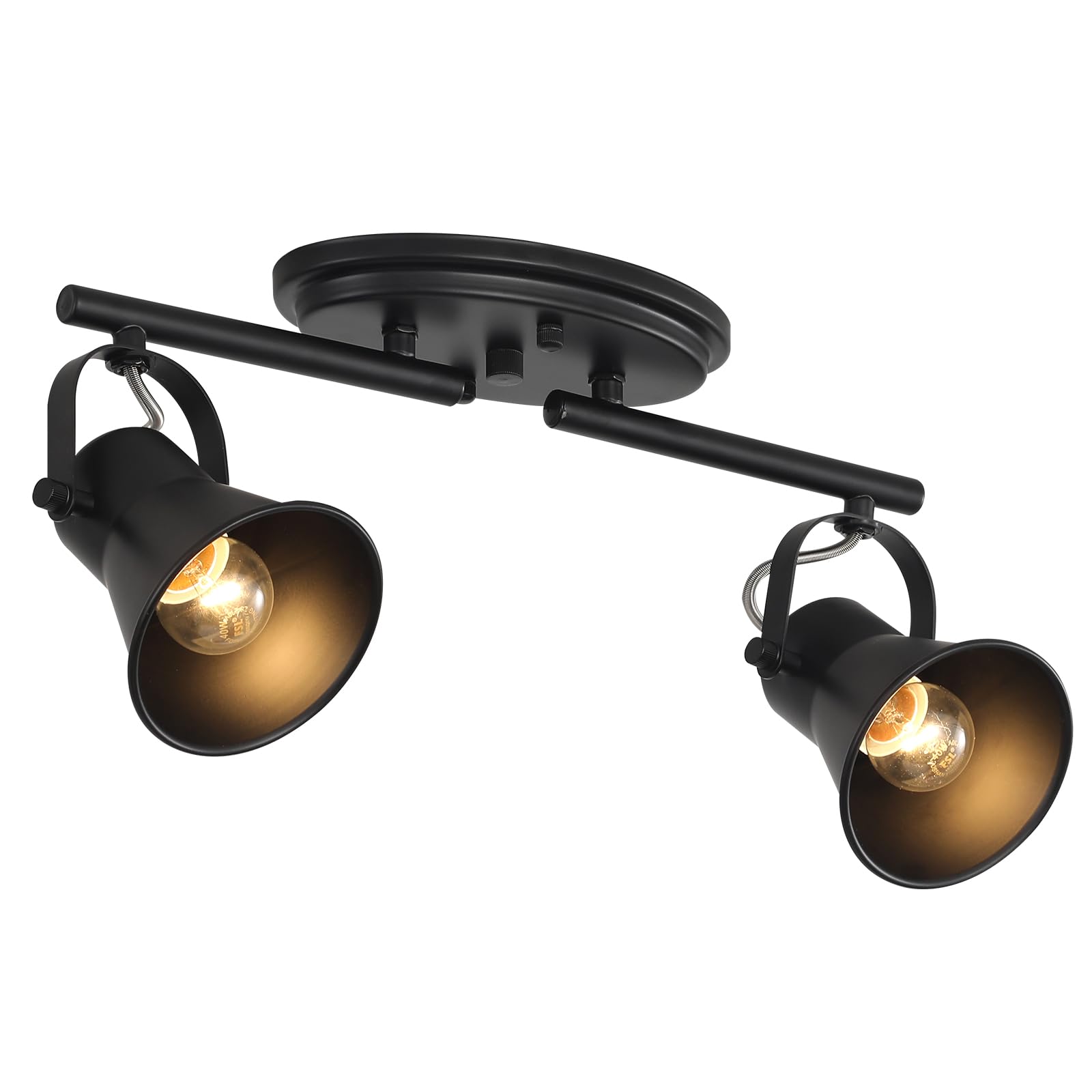 SEEBLEN 2 Light Track Lighting Ceiling  Industrial Directional Ceiling Spot Light Fixture Black Flush Mount Ceiling Light for Kitchen  Living Room  Hallway  Bathroom  Cabinet  Etc.