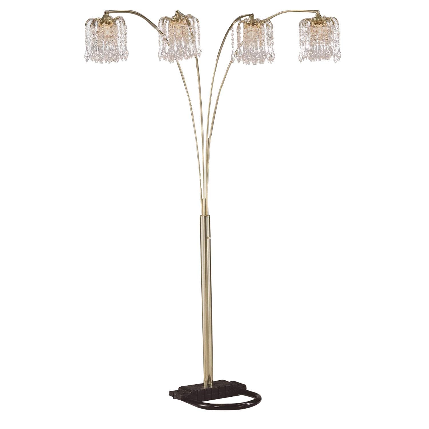 Metal Arc Floor Lamp with 4 Hanging Crystal Lights