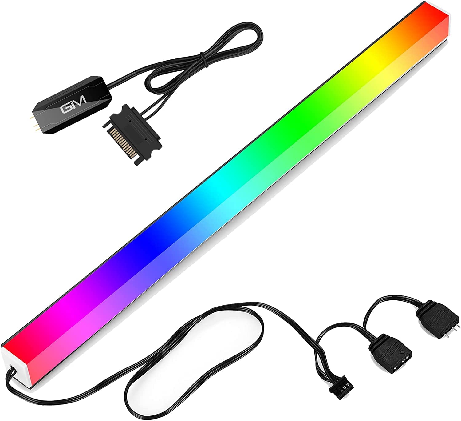 GIM KB-14 Pro Magnetic RGB Light Strip, 1.1ft ARGB LED, Multicolor, Aluminum, 5V 3-pin & 4-pin Header, Mini Controller