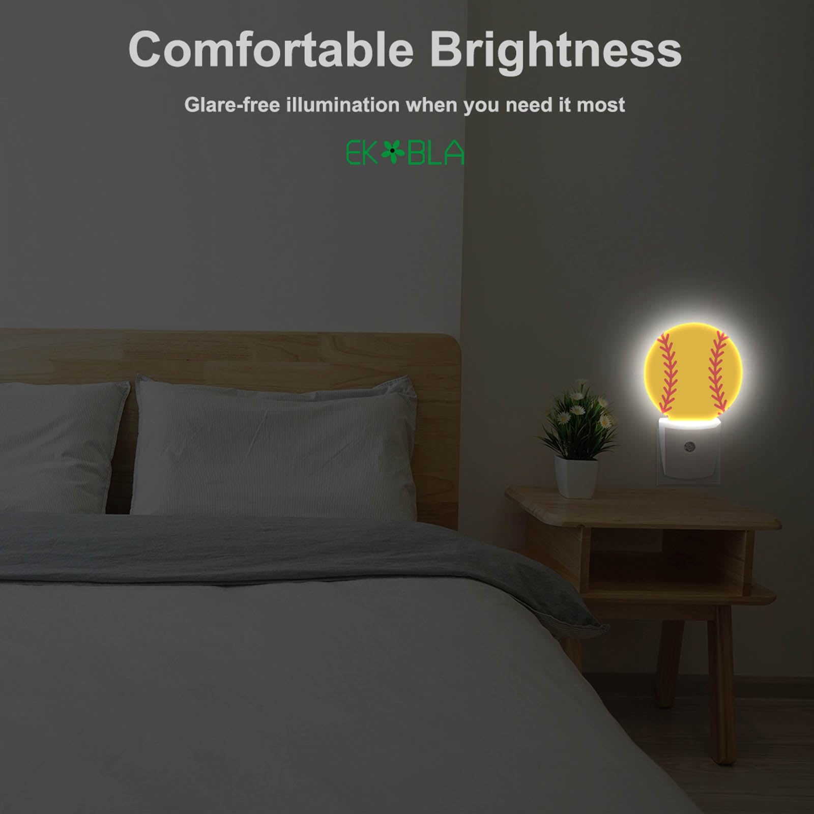 Ekobla Softball Night Lamp American Ball Game Sports Design Night Light Plug In Auto Sensor Led Lamp Dusk To Dawn Nightlights Fo