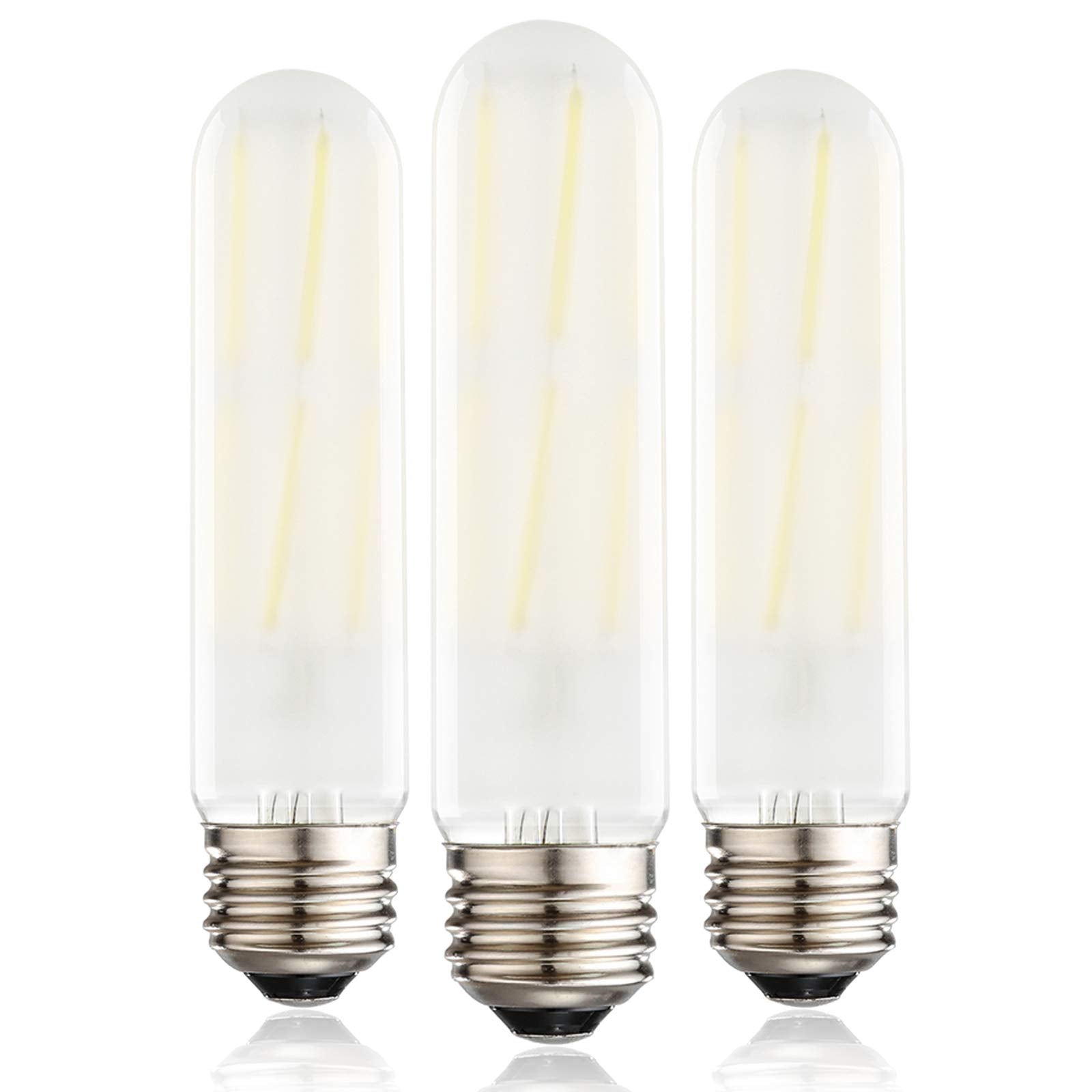 XININSUN Dimmable T10 Frosted LED Bulbs, 6W, 600LM, Daylight 4000K, E26 Base, 3-Pack