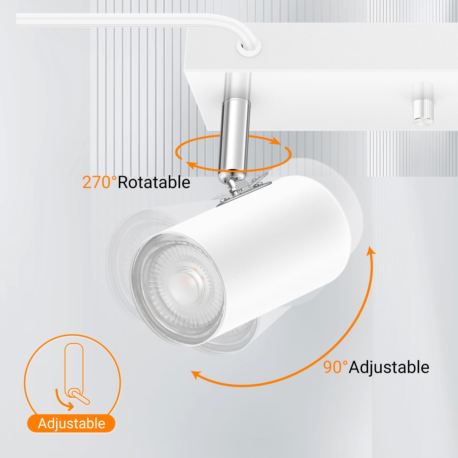 Auquee 4 Light Track Lighting Kit,White 4 Way Modern Plug In Ceiling Spotlight,Industrial Led Wall Light For Kitchen Cabinet Gal