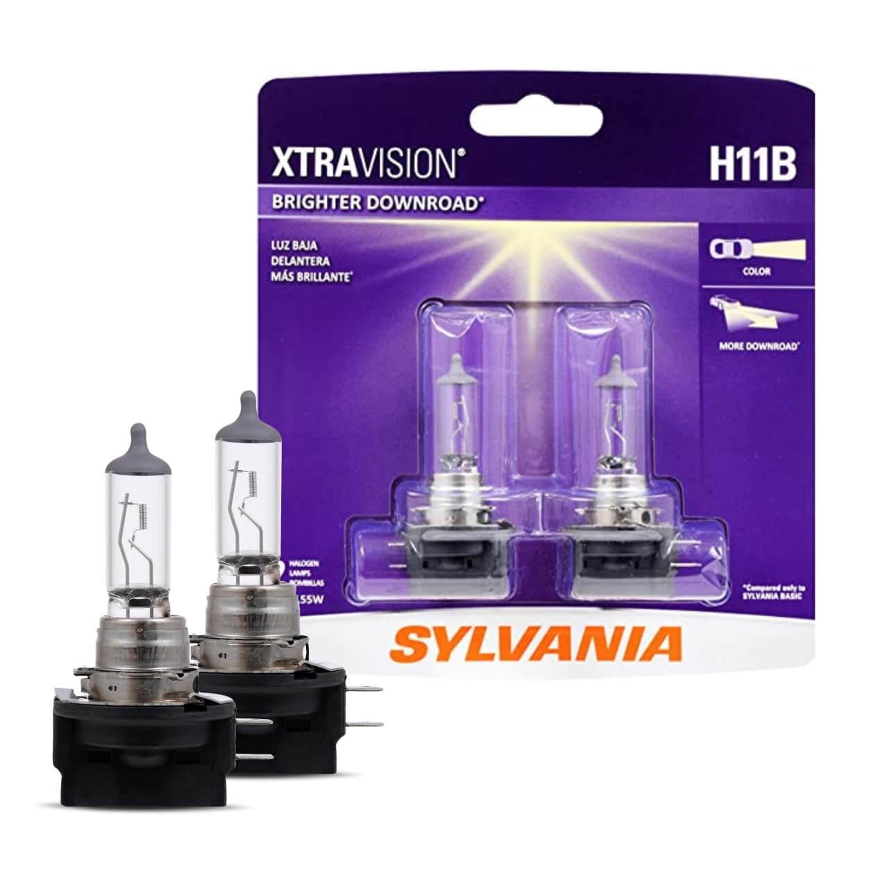 Sylvania - H11B Xtravision - High Performance Halogen Headlight Bulb, High Beam, Low Beam And Fog Replacement Bulb (Contains 2 B