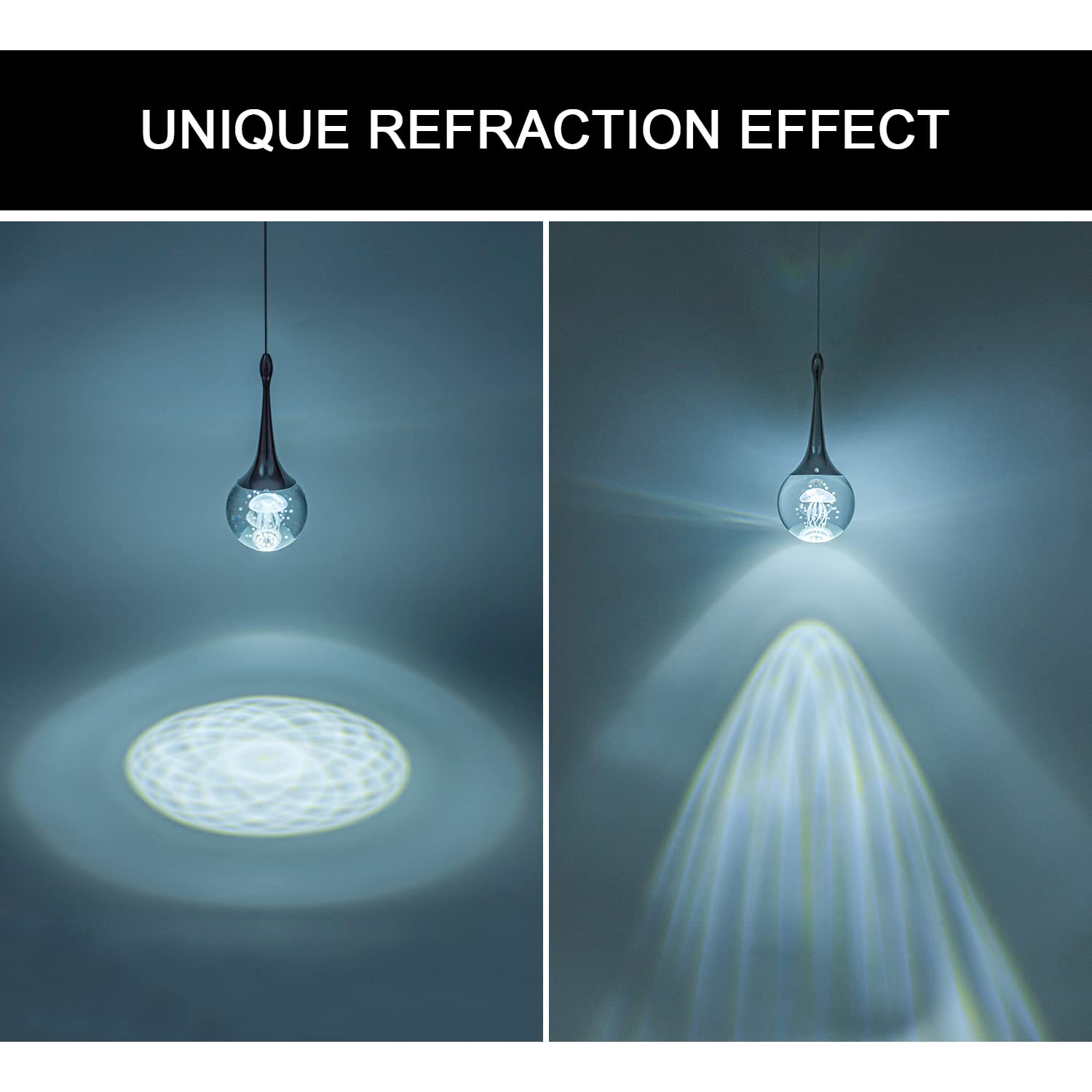 Chying 1-Light Teardrop Crystal Pendant Light Mini Led Ceiling Hanging Light Globe Jellyfish Pendant Lighting For Kitchen Island