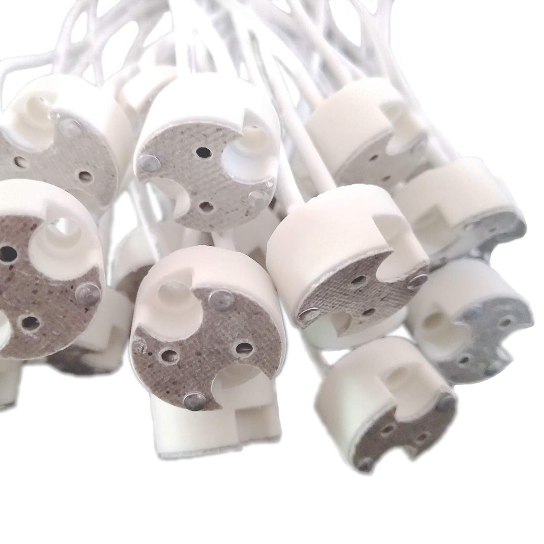 20 Pcs G8 Base Porcelain Halogen Socket G8 Led Light Bulb Ceramic Socket With 6'' Leads Wire Connector For Retrofit Halogen Ligh