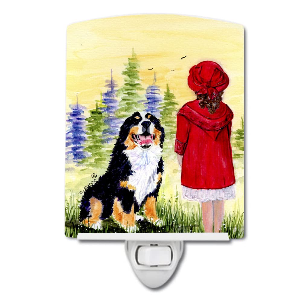 Carolines Treasures Ceramic Night Light, Little Girl with Bernese Mountain Dog, 6x4x3in, UL-Certified, Multicolor, Model SS8531CNL