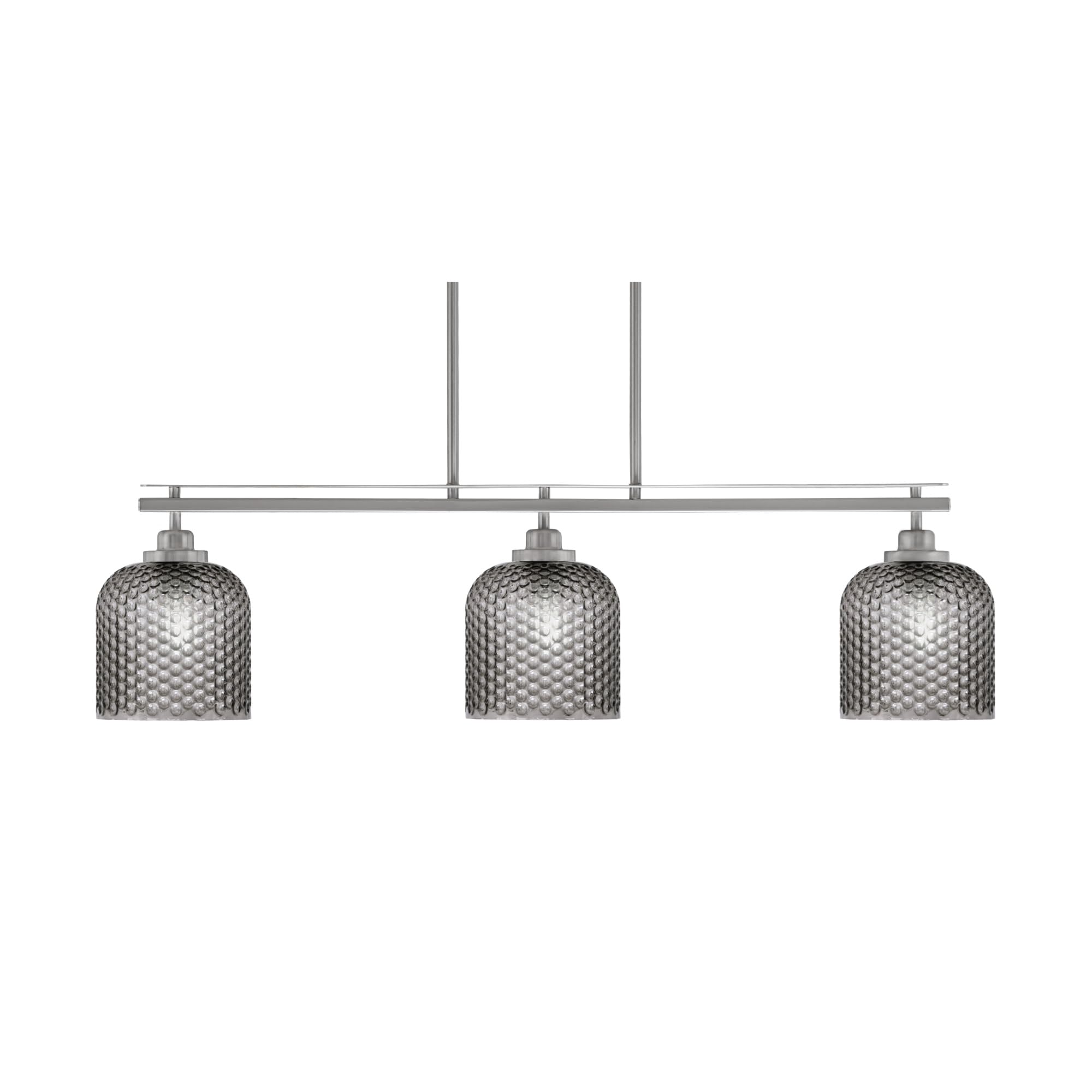 Toltec Lighting Odyssey 3 Light Island Light, Brushed Nickel Finish, 7in Smoke Textured Glass