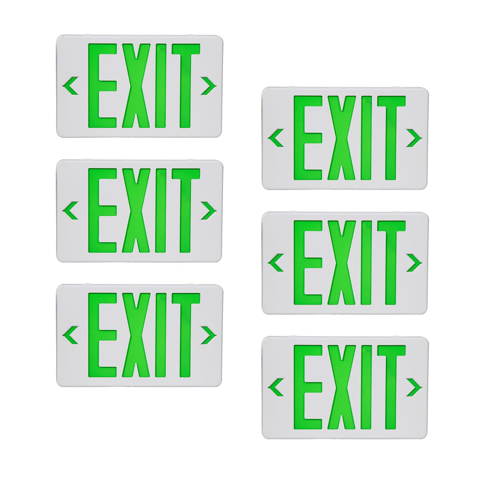Cm Mzy Led Exit Sign With Emergency Lights,Exit Sign Light With Battery Backup, Double Side Green Letter Commercial Emergency Exit Sign Lights,Ac 120-277V, Ul Certified,6Pcs