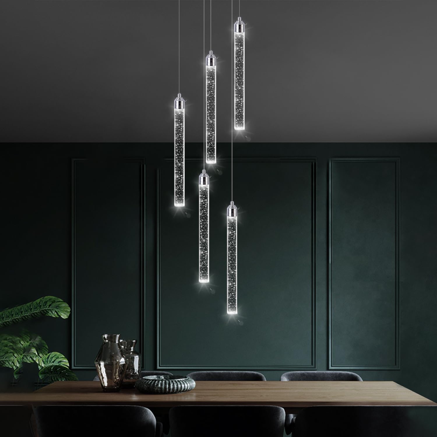 5 Light Mini Chandelier Led Pendant Lighting For Kitchen Island Modern Bubble Crystal Pendant Light Adjustable Pendant Light Fix