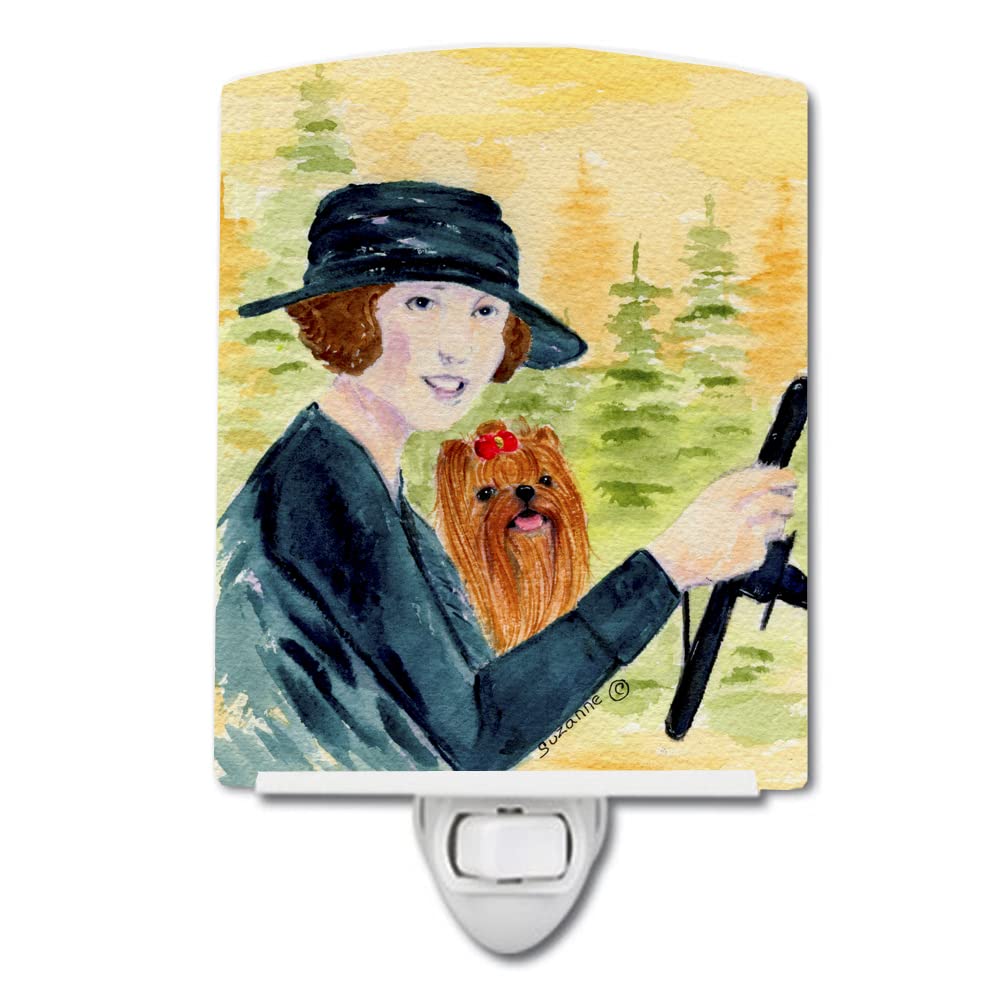 Carolines Treasures Ceramic Night Light, Lady Driving with Yorkie, 6x4x3in, Multicolor, Model SS8550CNL