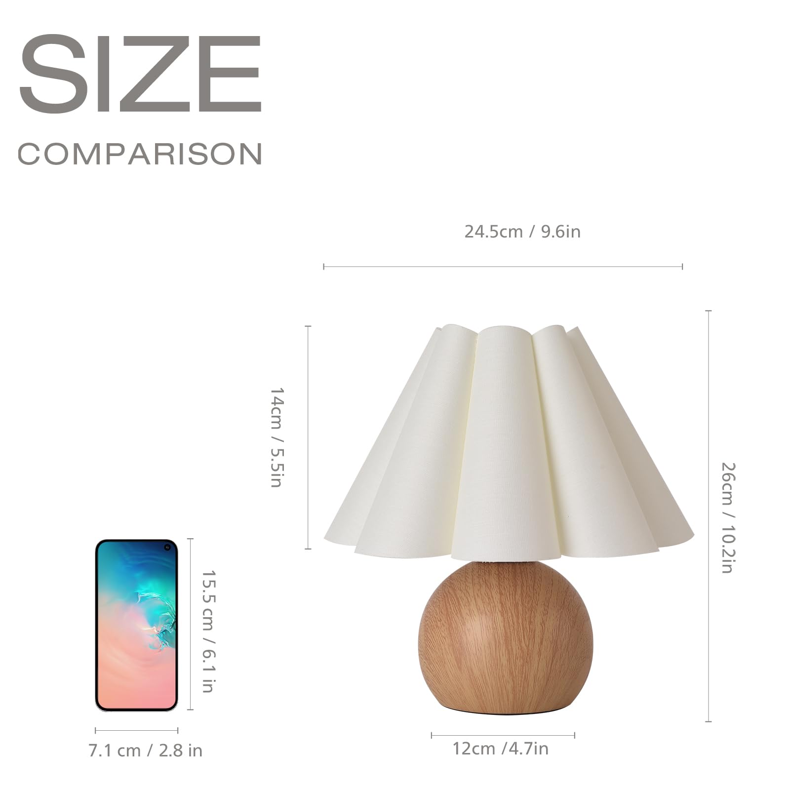 Kunjoulam Cute Small Table Lamp, Modern Bedside Nightstand Lamp With Fabric Lampshade, Metal Base For Bedroom Home Office Decor