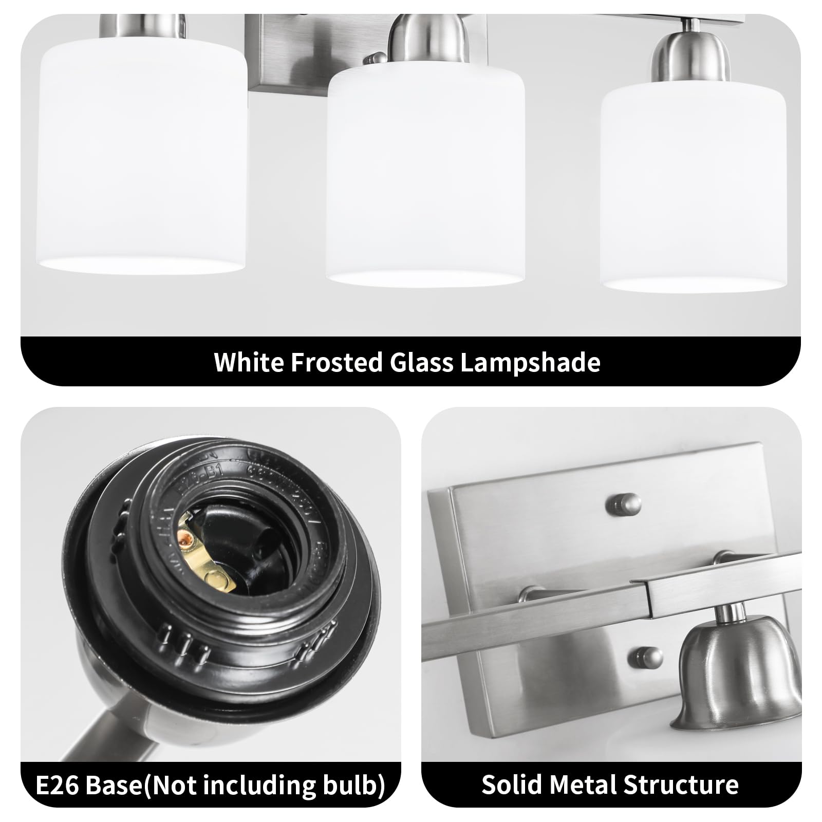 FAISHILAN 5-Light Brushed Nickel Bathroom Vanity Light with Frosted Glass Shade, Model FSL-212--NBN-5