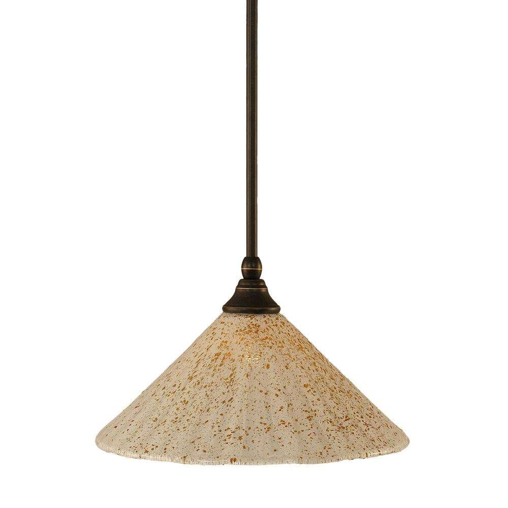 Toltec Lighting 23-Dg-702 Stem Mini Pendant With Hang Straight Swivel With 12&quot; Gold Ice Glass, Dark Granite Finish