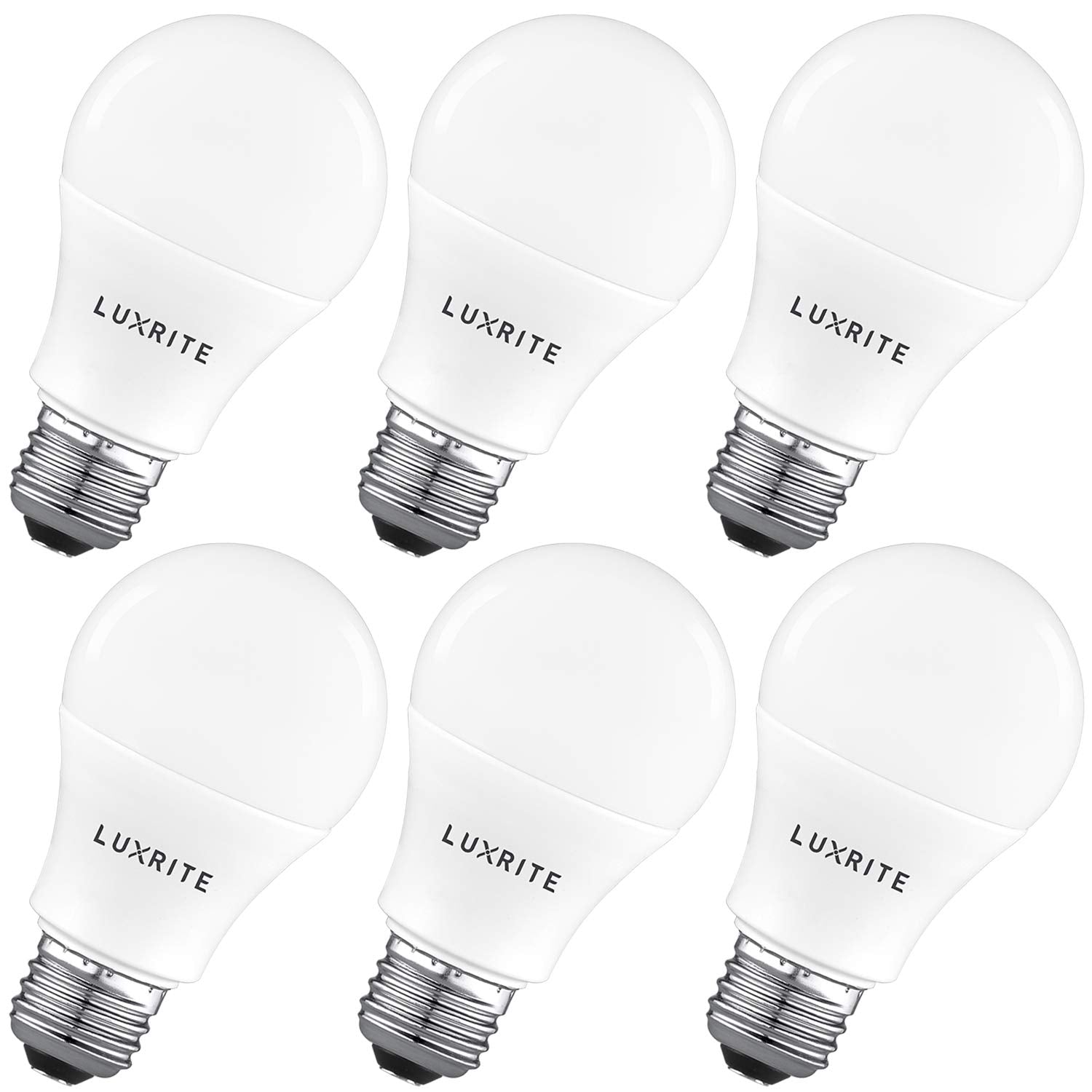 LUXRITE A19 LED Light Bulb 100W Equivalent 3000K Soft White 15W E26 Medium Base 6 Pack UL Listed