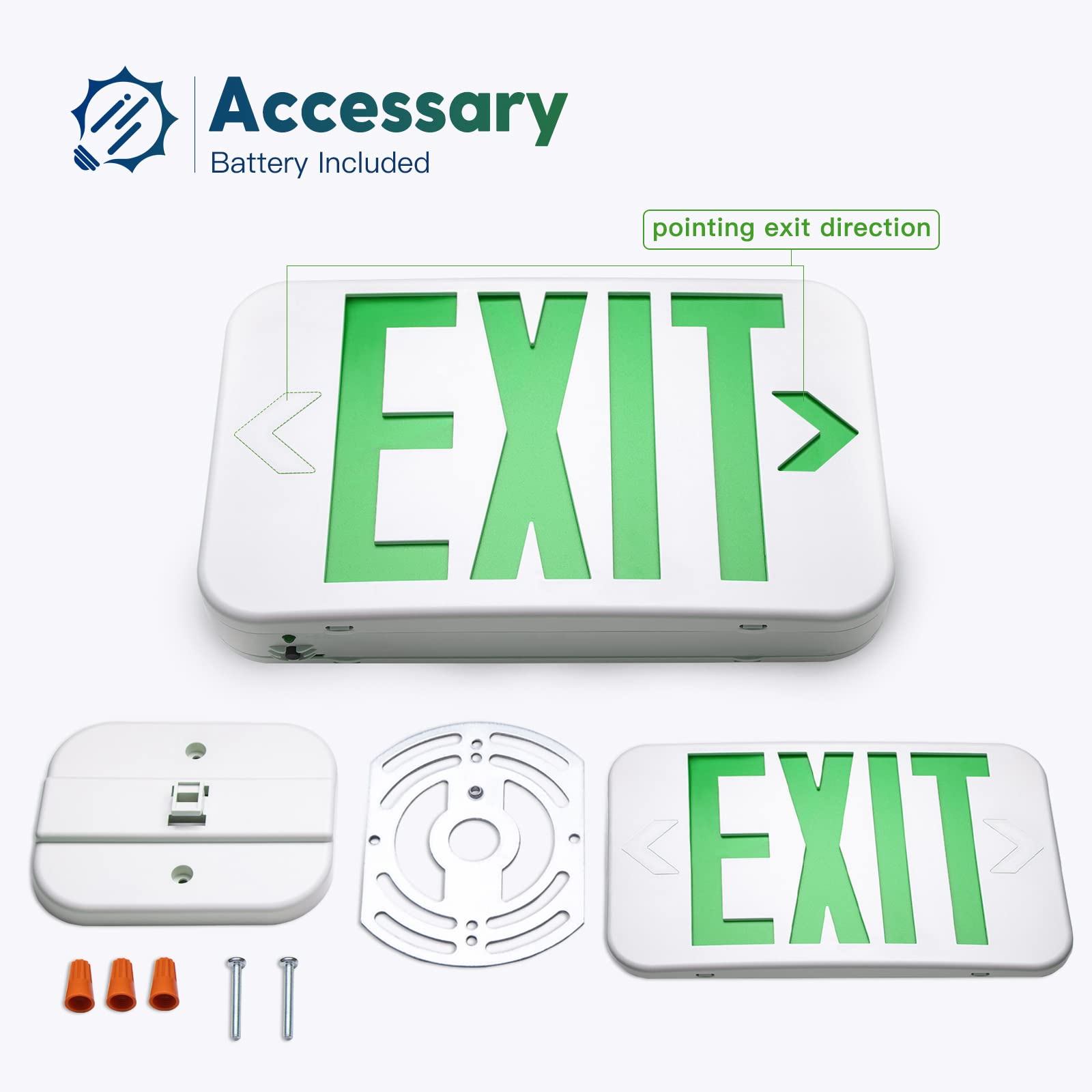 Freelicht Green Led Exit Sign With Battery Backup