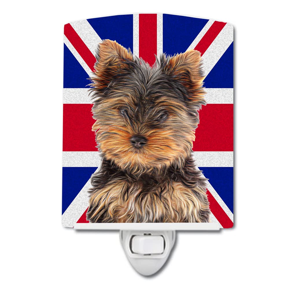Carolines Treasures Night Light, Ceramic, Yorkie Puppy with Union Jack, 6x4x3in, Multicolor, Model KJ1167CNL