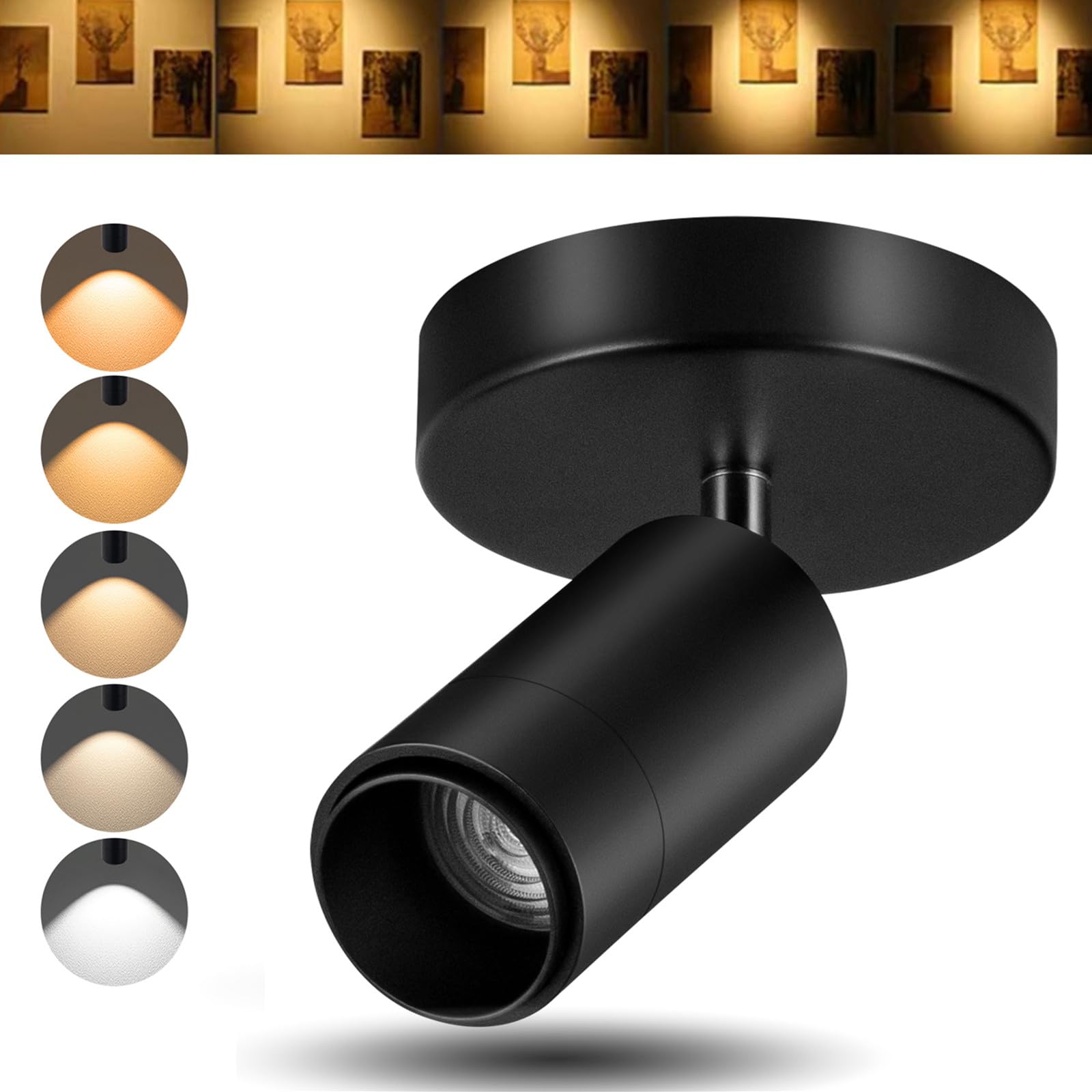 Ajbvp 5CCT LED Ceiling Spotlight 12W Dimmable Spotlight Ceiling Light Directional Lighting,Zoomable15/24/36/45/60,2700K/3000K/35