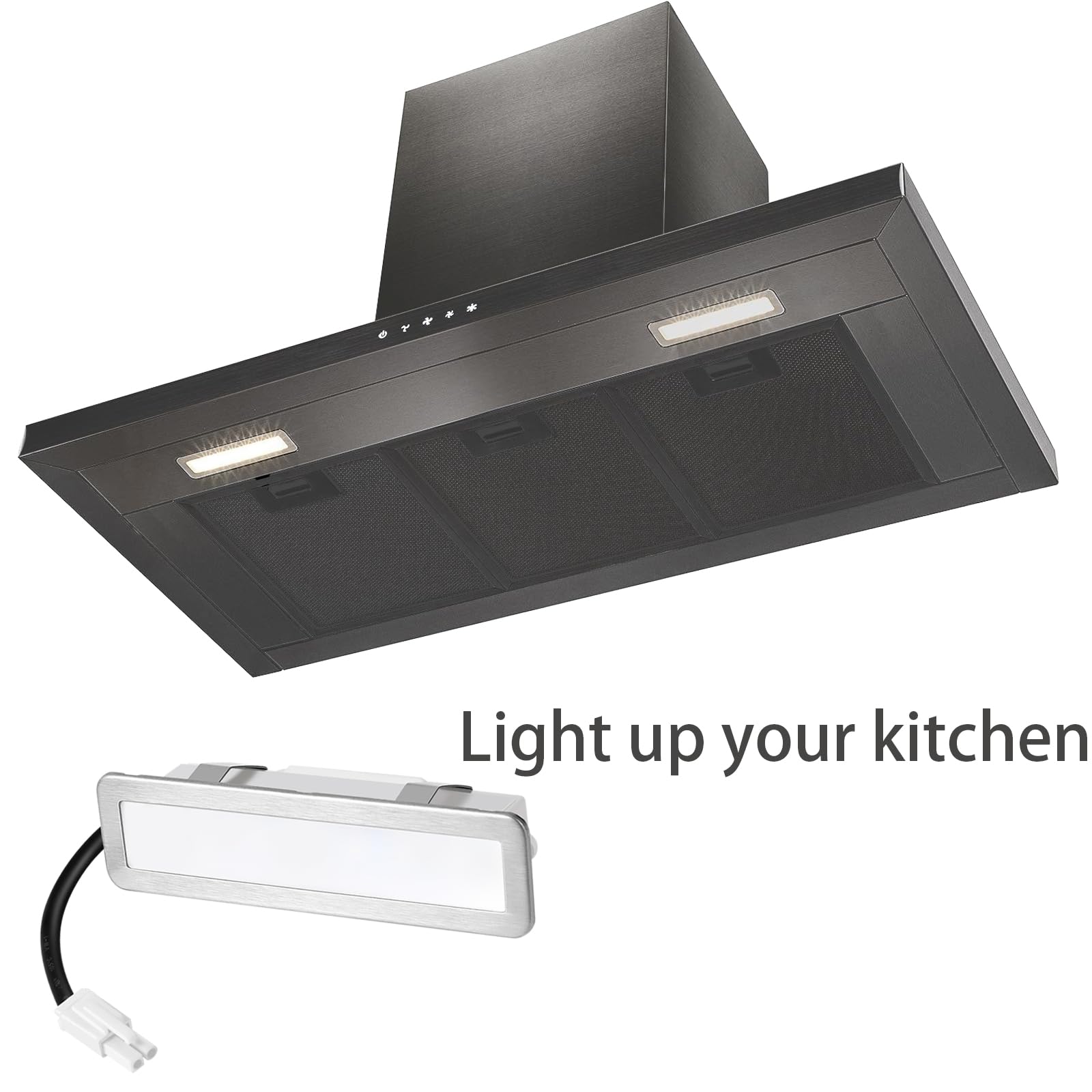 LPSAFP 120mm LED Range Hood Light Bulbs, 1.5W DC 12V, Silvery, 2-Pack, Rectangle Cooker Ventilator Lamp, EL Socket Male