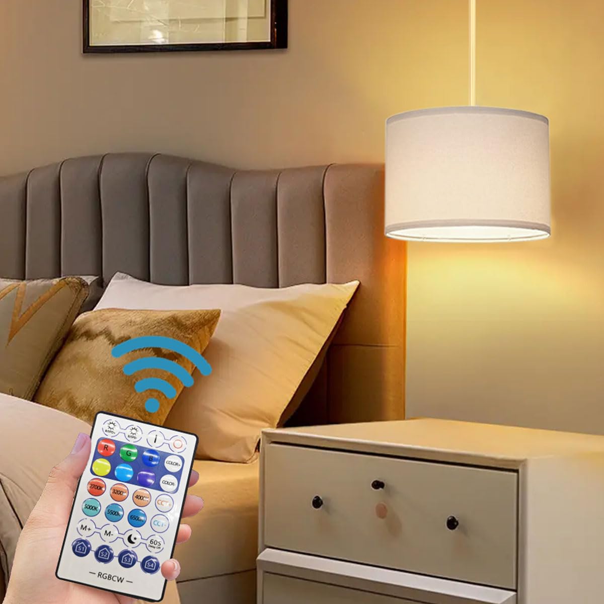 Zslaifu 15Ft Plug In Pendant Light With Switch,Hanging Lights With Plug In Cord, Hanging Light Pendant Lamp With Remote Control,