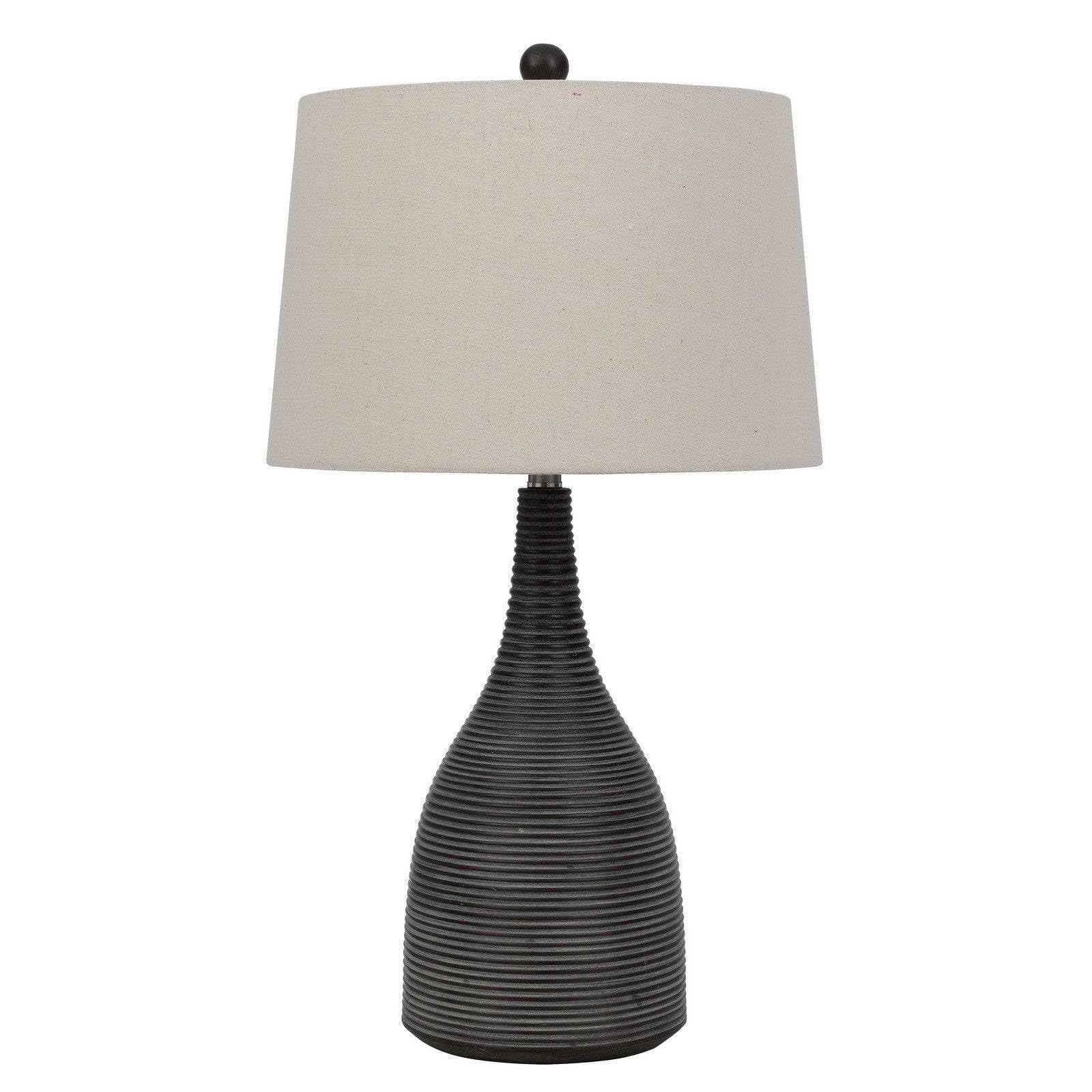 HomeRoots Ceramic Table Lamp 29 in. with Empire Shade, Black & Beige, Model 524746