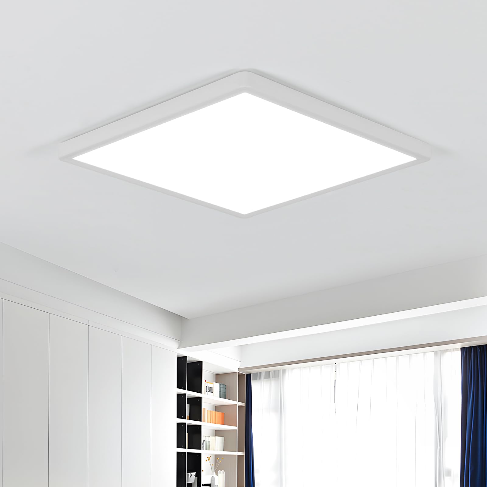Delipop 12&quot; Ultra Thin Square Led Ceiling Light, 24W 6500K Cool White, Low Profile Fixture - White