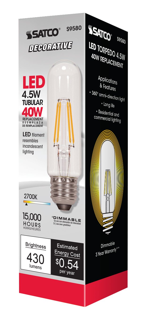 Satco S9580 Specialty T10-Shape Glass Bulb, 5.00 inches, 1 Count (Pack of 1)