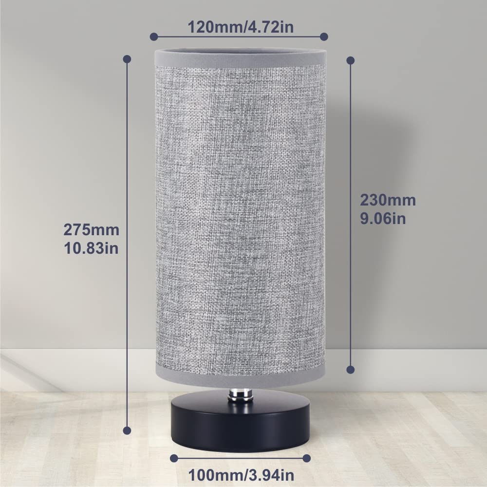Lifeholder Table Lamp, Bedside Nightstand Lamp, Simple Desk Lamp, Cylinder Table Lamp For Bedroom Living Room Office Study, Grey