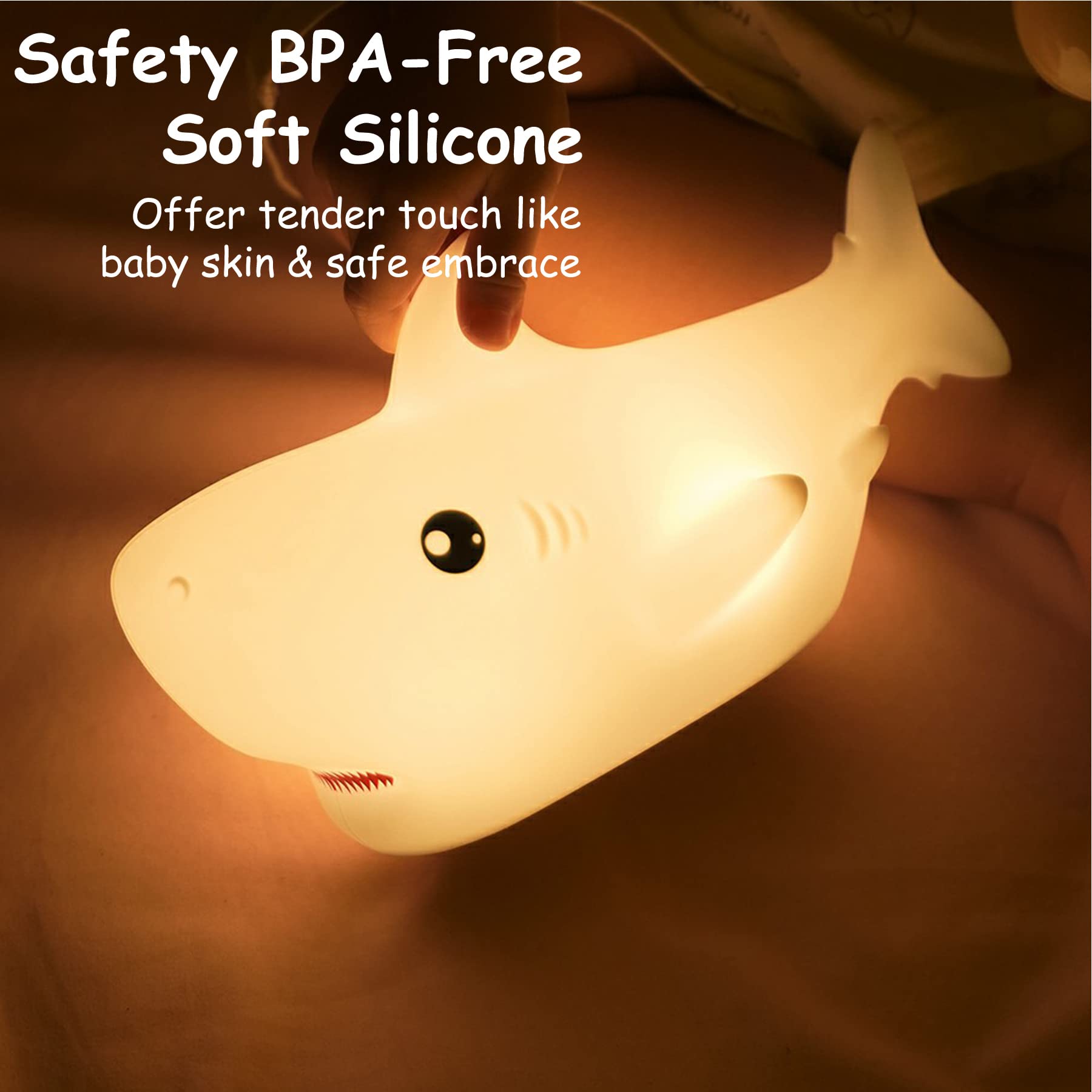 Tripro Shark Silicone Nursery Night Light Beach Room Decor Desk Lamp Toys,Bedroom Decorations Gifts For Baby,Boys,Girls,Toddlers,Kids,Teens