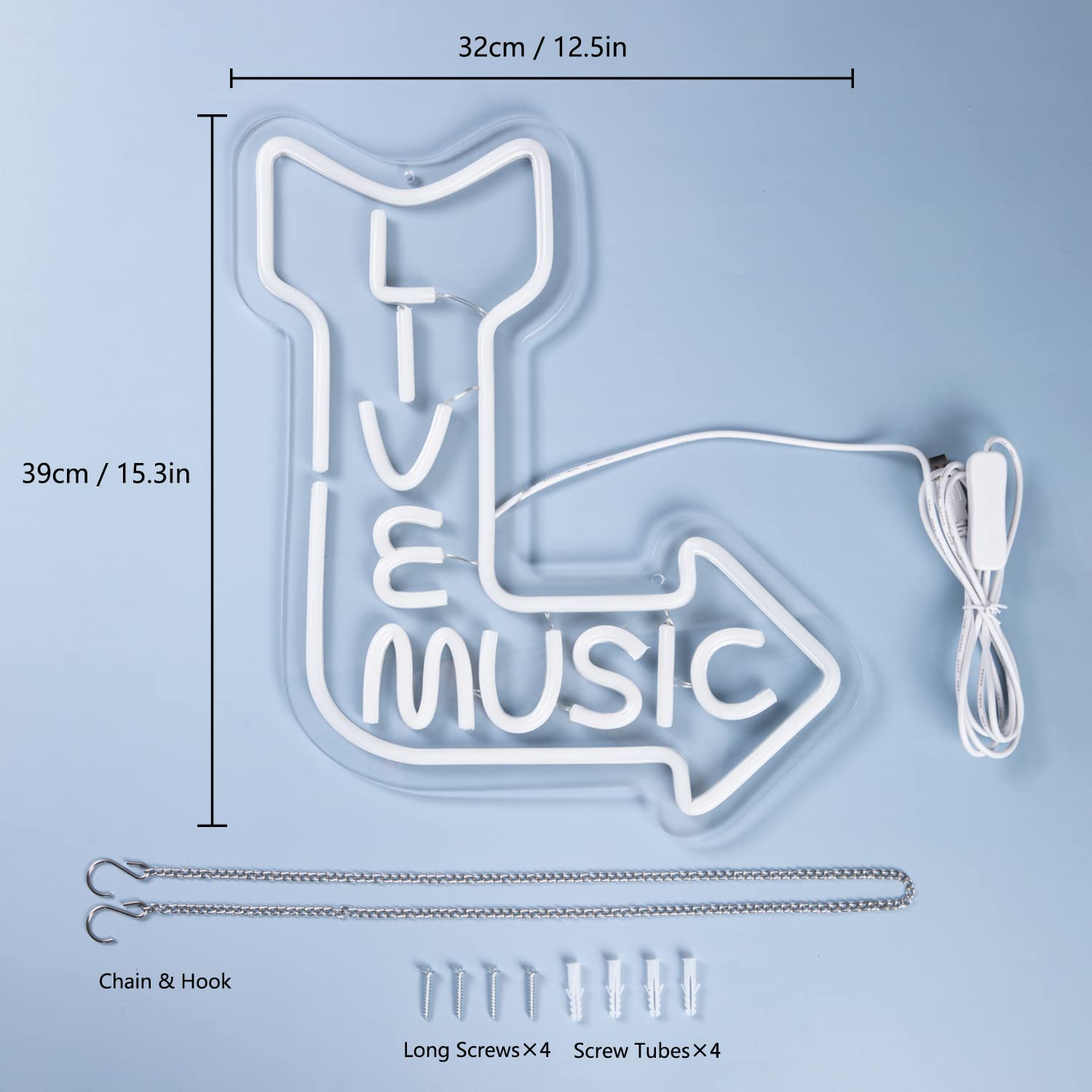 CKTBLEY Live Music Neon Sign LED Wall Decor Pink Blue Acrylic Light for Bedroom Music Studio Game Room Model 0569d1e4-2ee7-4f85-bd67-4